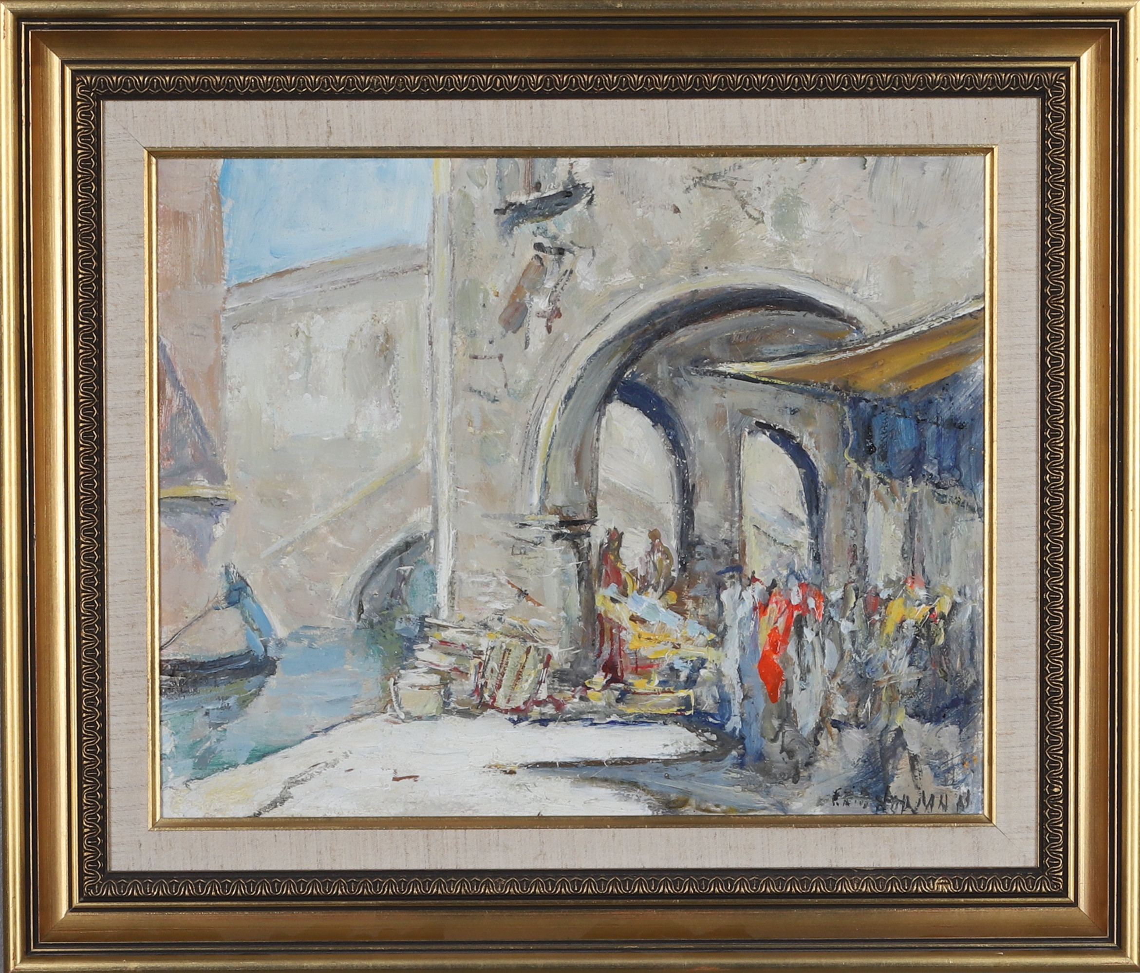 KNUT NORRMAN. Olja på pannå, Venedig, signerad.