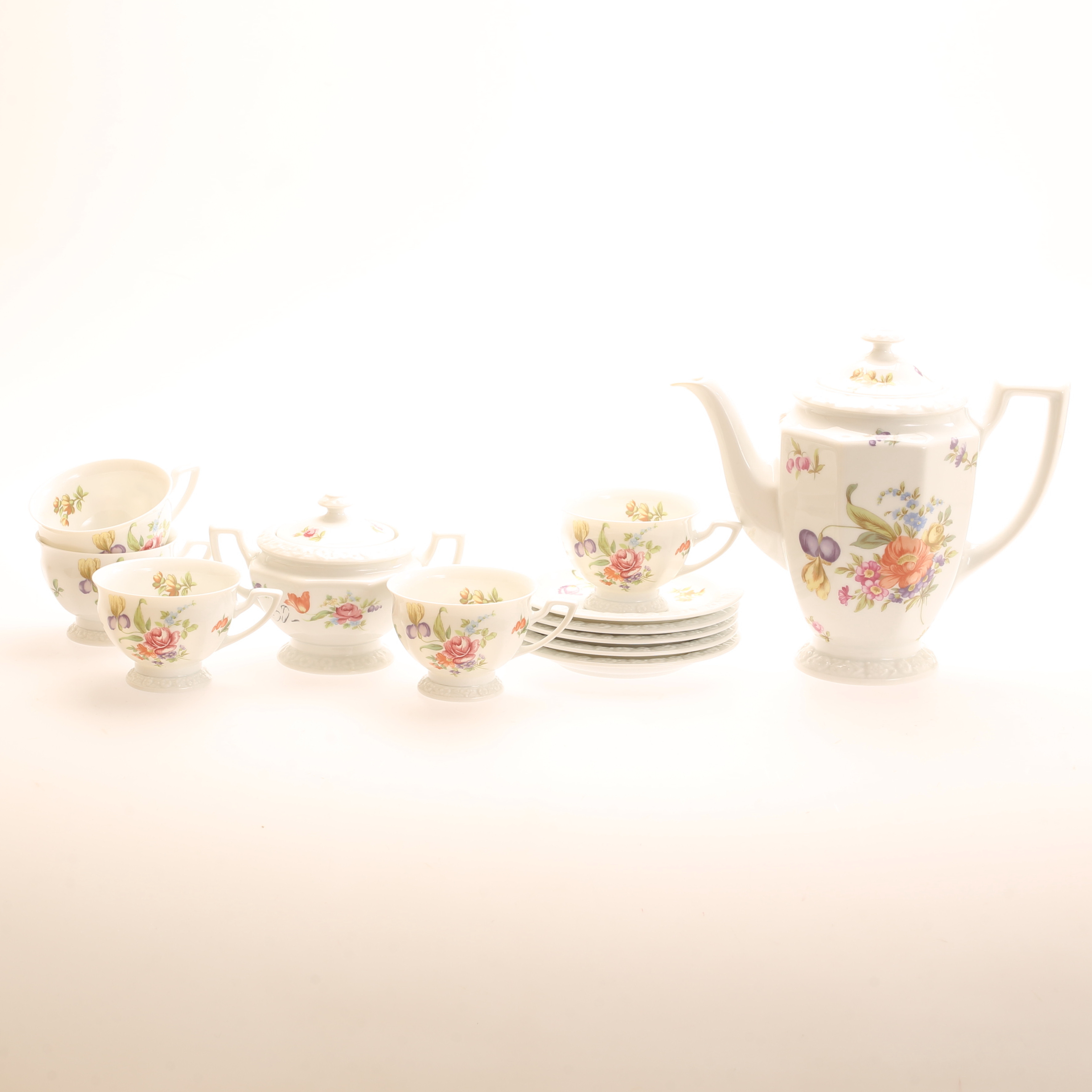 KAFFESERVIS, 7 delar, porslin, Classic Rose, Rosenthal.