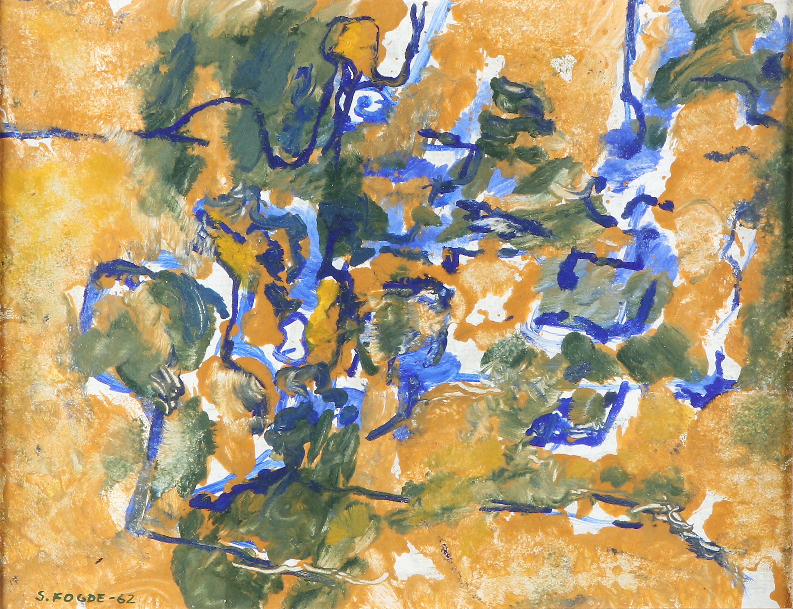 SUNE FOGDE. Tempera på duk. "Gult -62". Signerad.