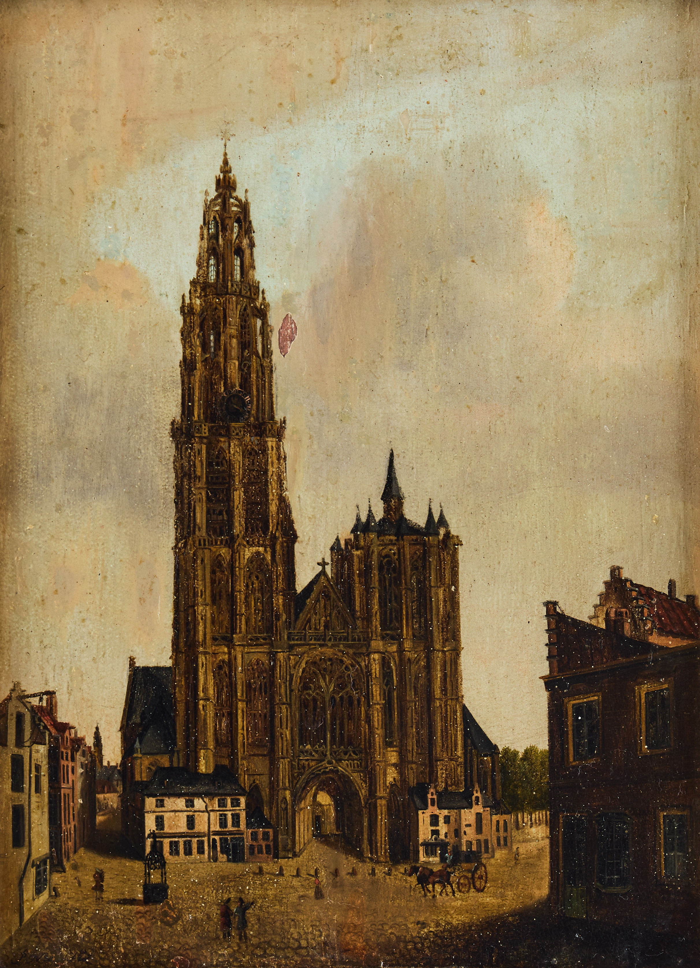 FLEMISH SCHOOL, CA. 1800. The Cathedral of Our Lady, Antwerp.