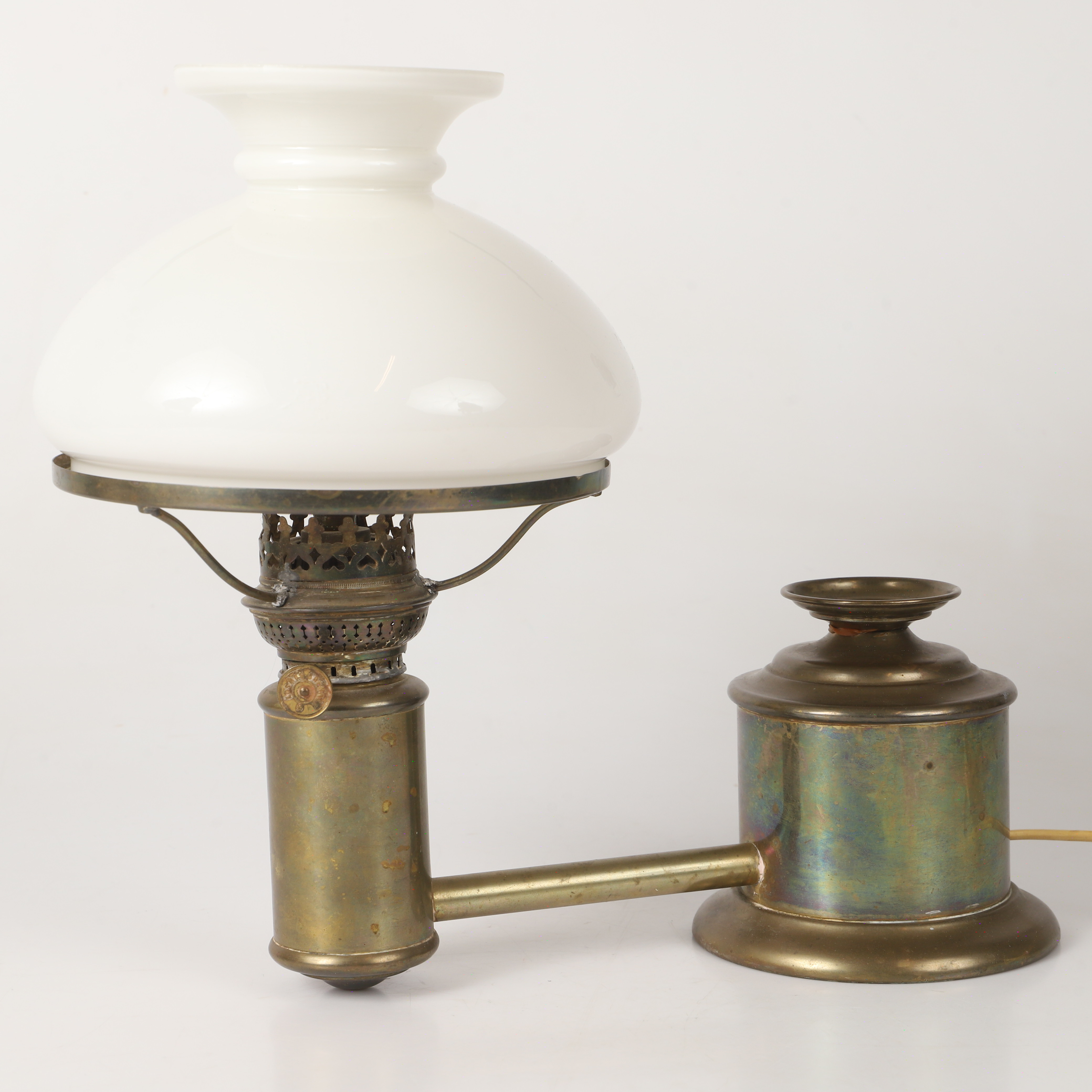 SKEPPSLAMPA, glas/mässing, 1900-tal.