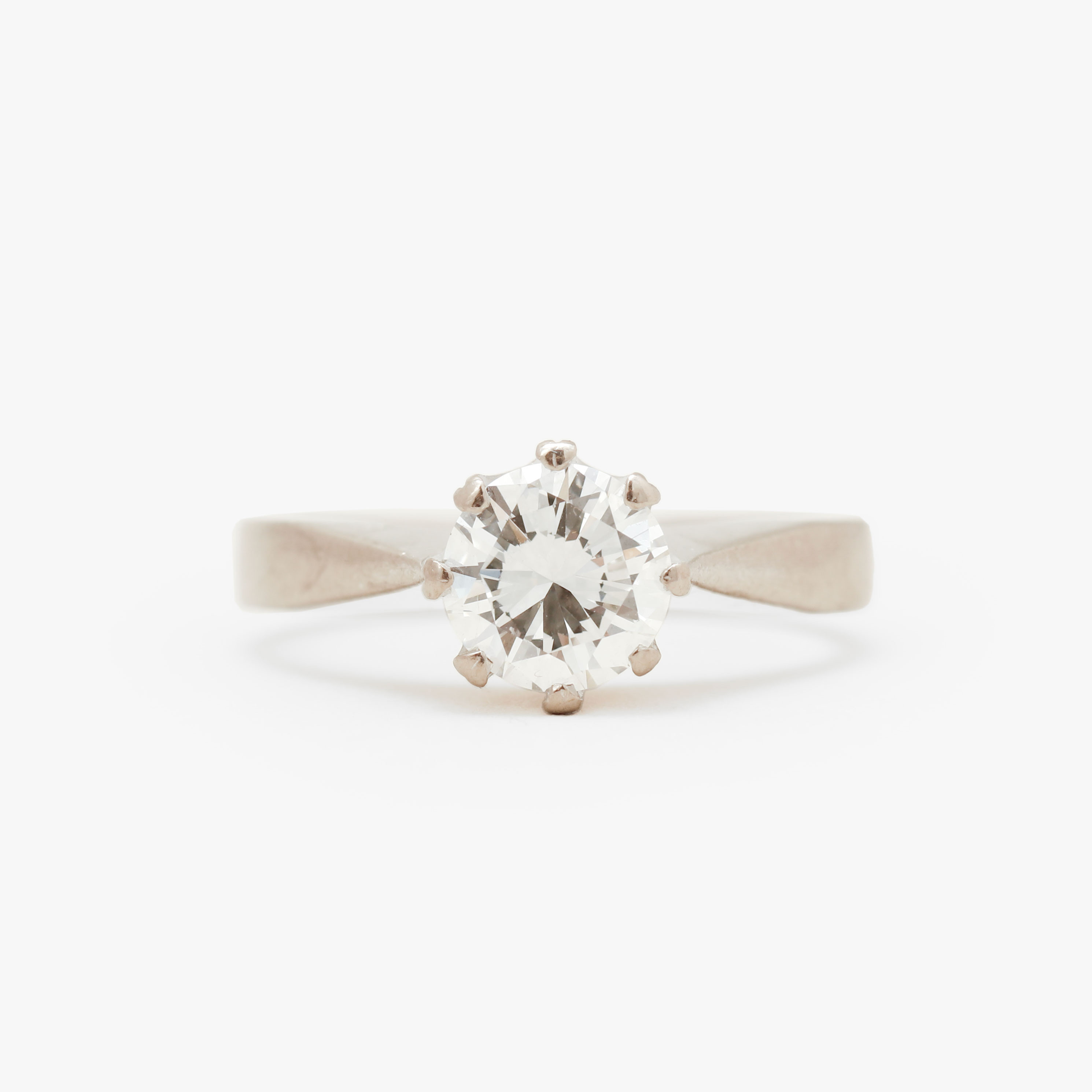 RING, 18k vitguld, briljantslipad diamant ca 1.20ct, Jan Jannerberg, Göteborg, 1988.