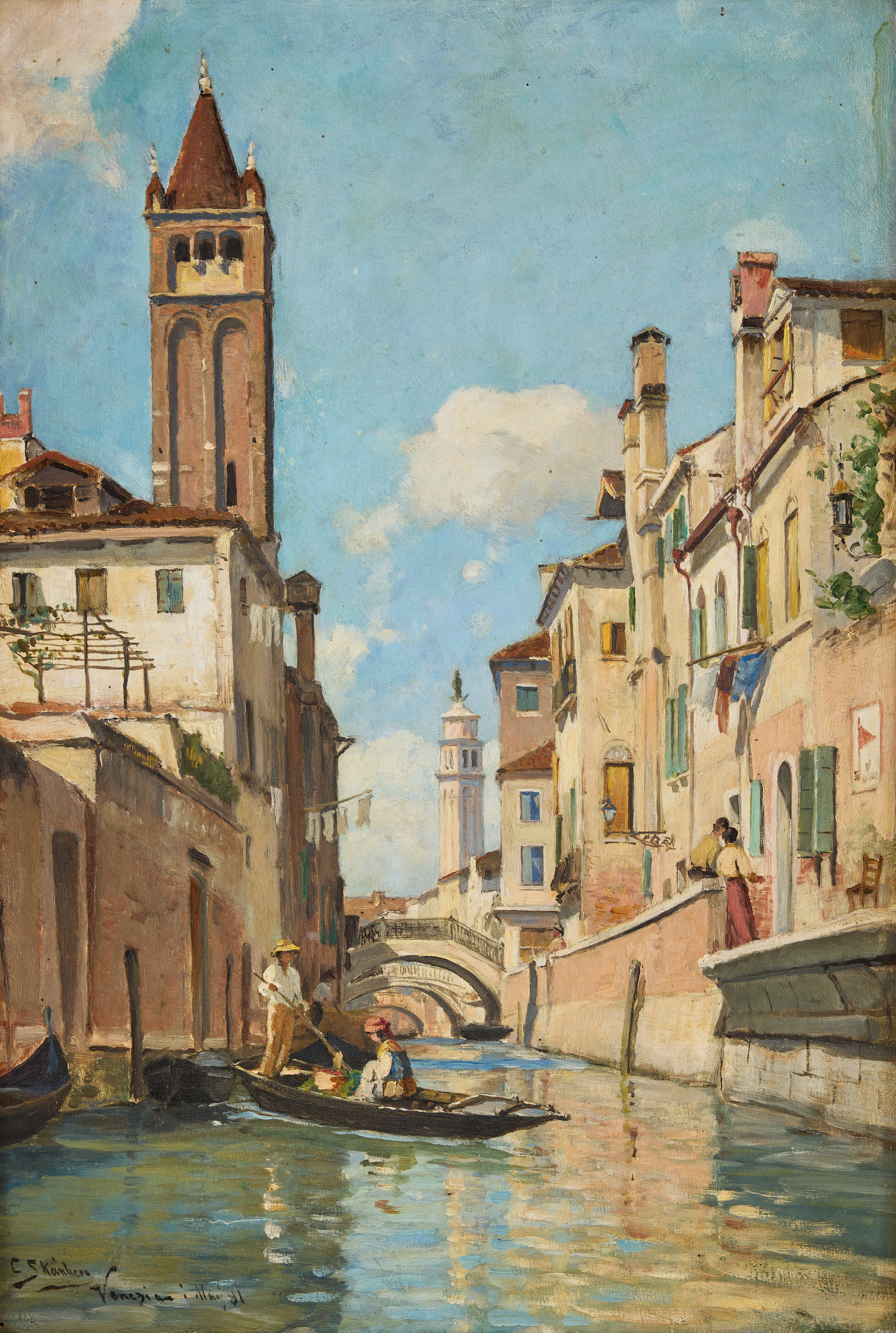 CARL SKÅNBERG. Kanalmotiv från Rio di San Barnaba, Venedig.