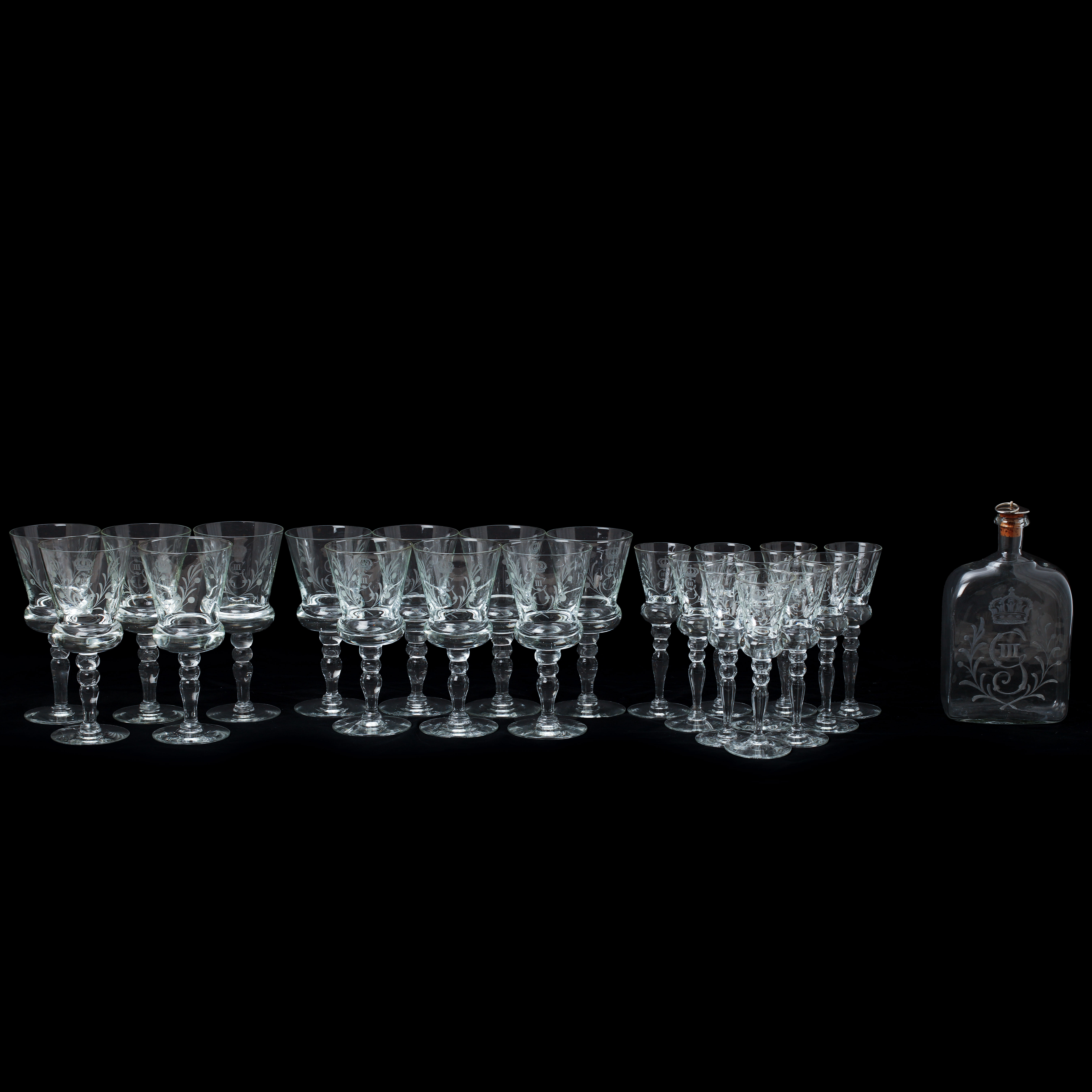 GLASSERVIS, 23 delar, "Gustav III", Reijmyre.