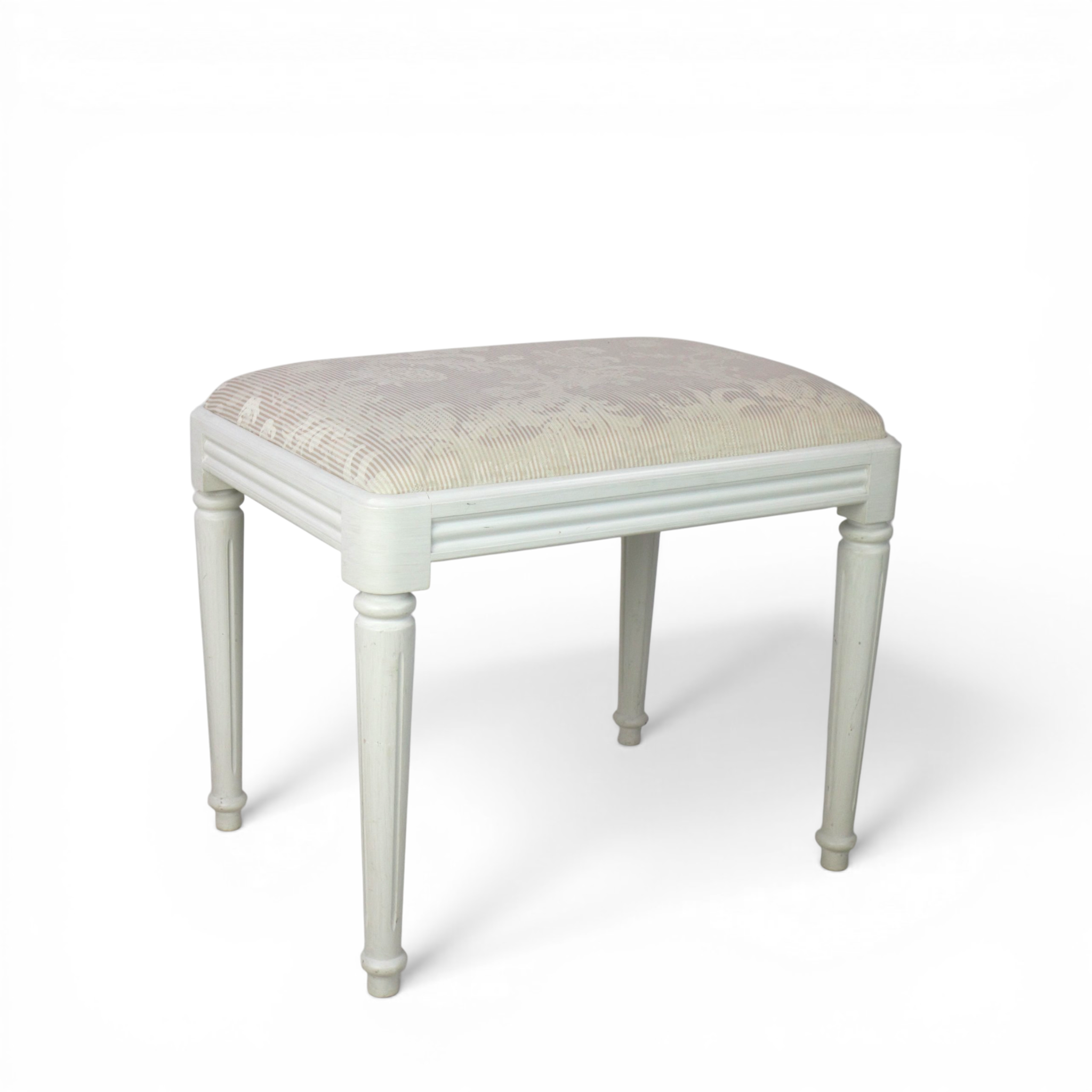PALL, gustaviansk stil, bemålad, sits klädd med vävt ljust tyg, 1900-tal.