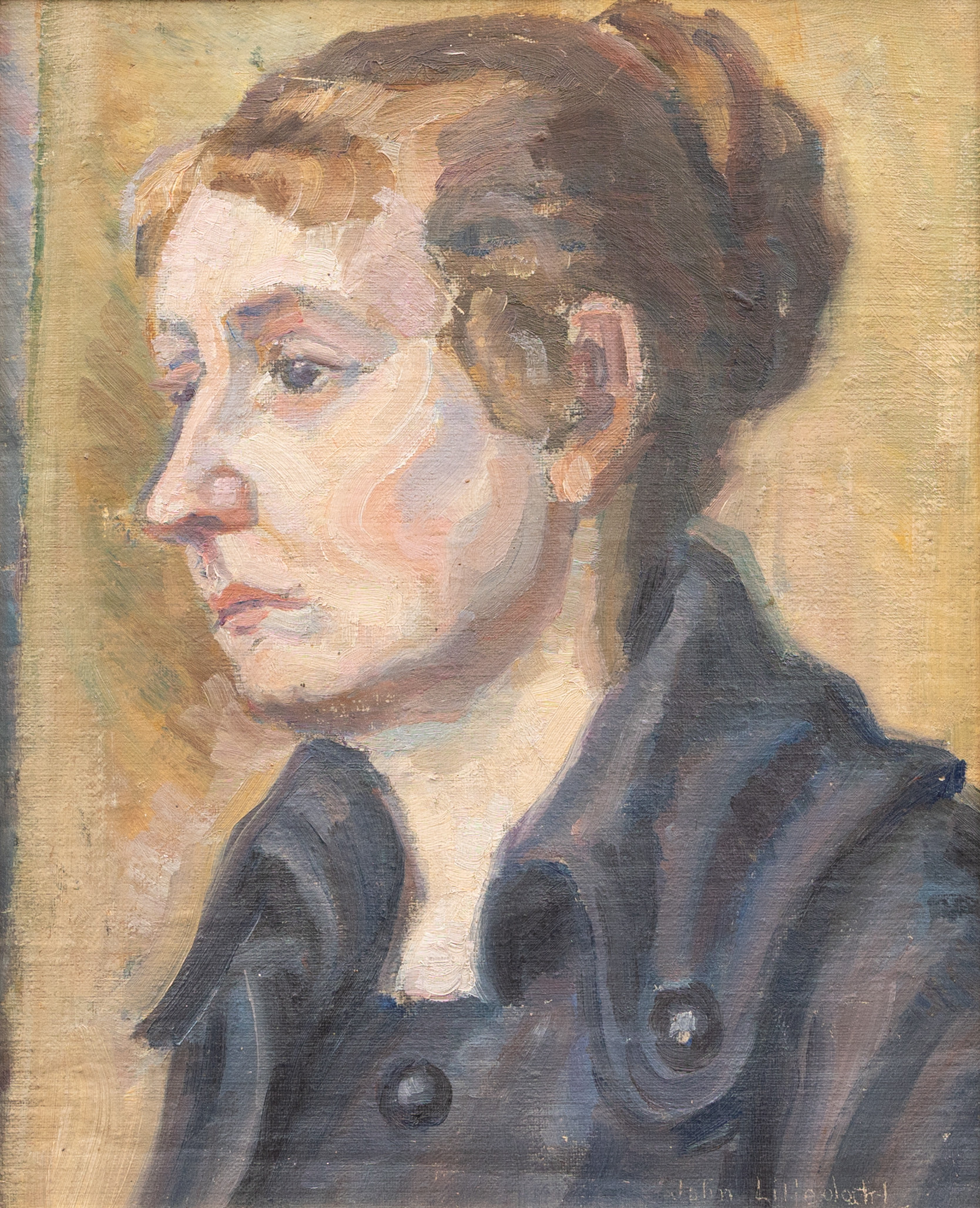 JOHN LILJEDAHL (1901-1956). Porträtt av ung kvinna, olja på duk, signerad.