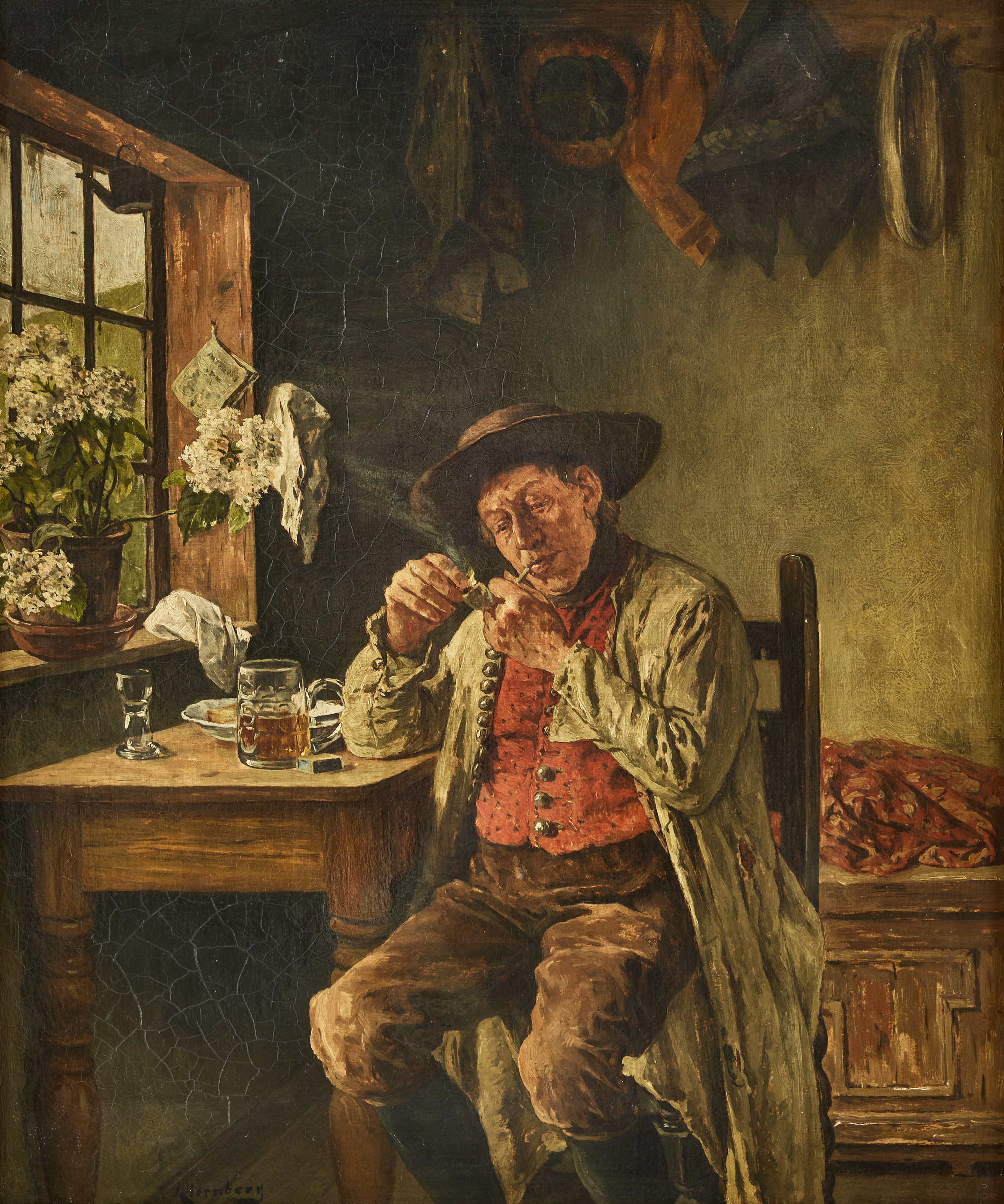 AUGUST JERNBERG. Piprökande man.