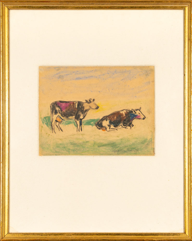 SIGRID BENGTSSON. Pastell på papper "Kor" Signerad 1900-tal.