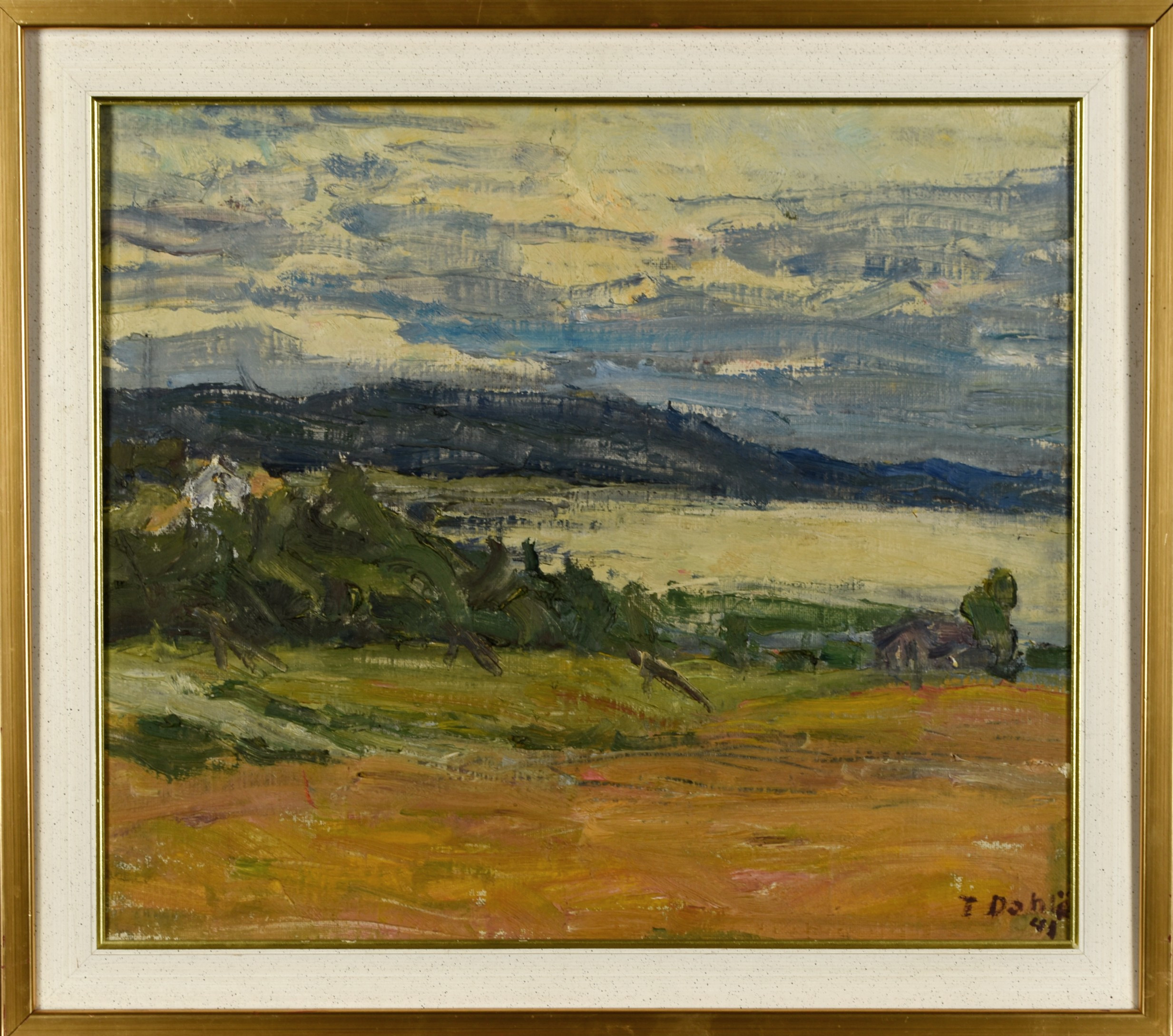 TURE DAHLÖ. Olja på duk, Landskapsmotiv, Signerad & daterad: 1941.