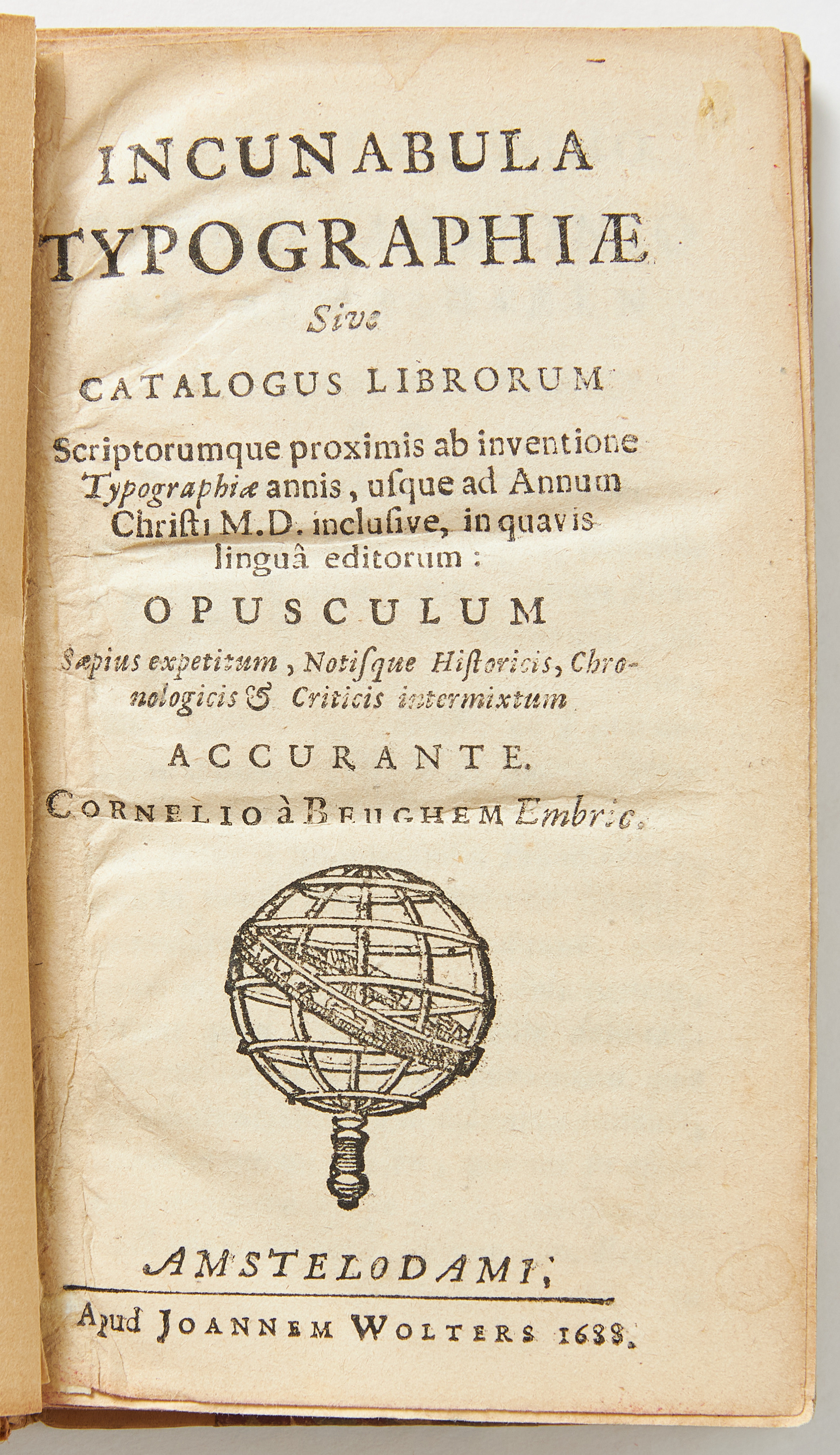 INCUNABULA TYPOGRAPHIAE 1688, proveniens Per Hierta.