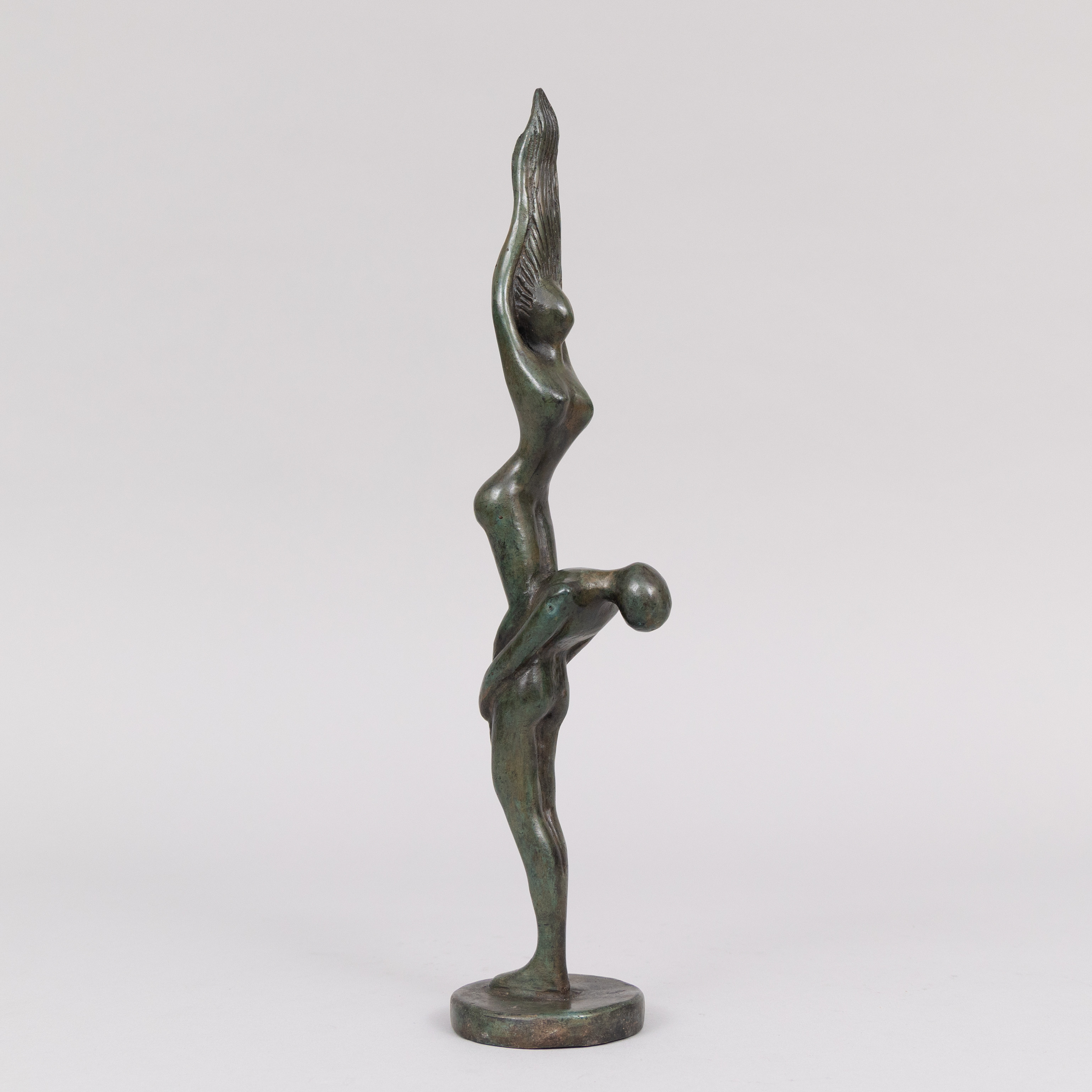 SKULPTUR, "Dirty Dancing", grönpatinerad brons, stämplad Art People Gallery Sweden, stämplad A P G.