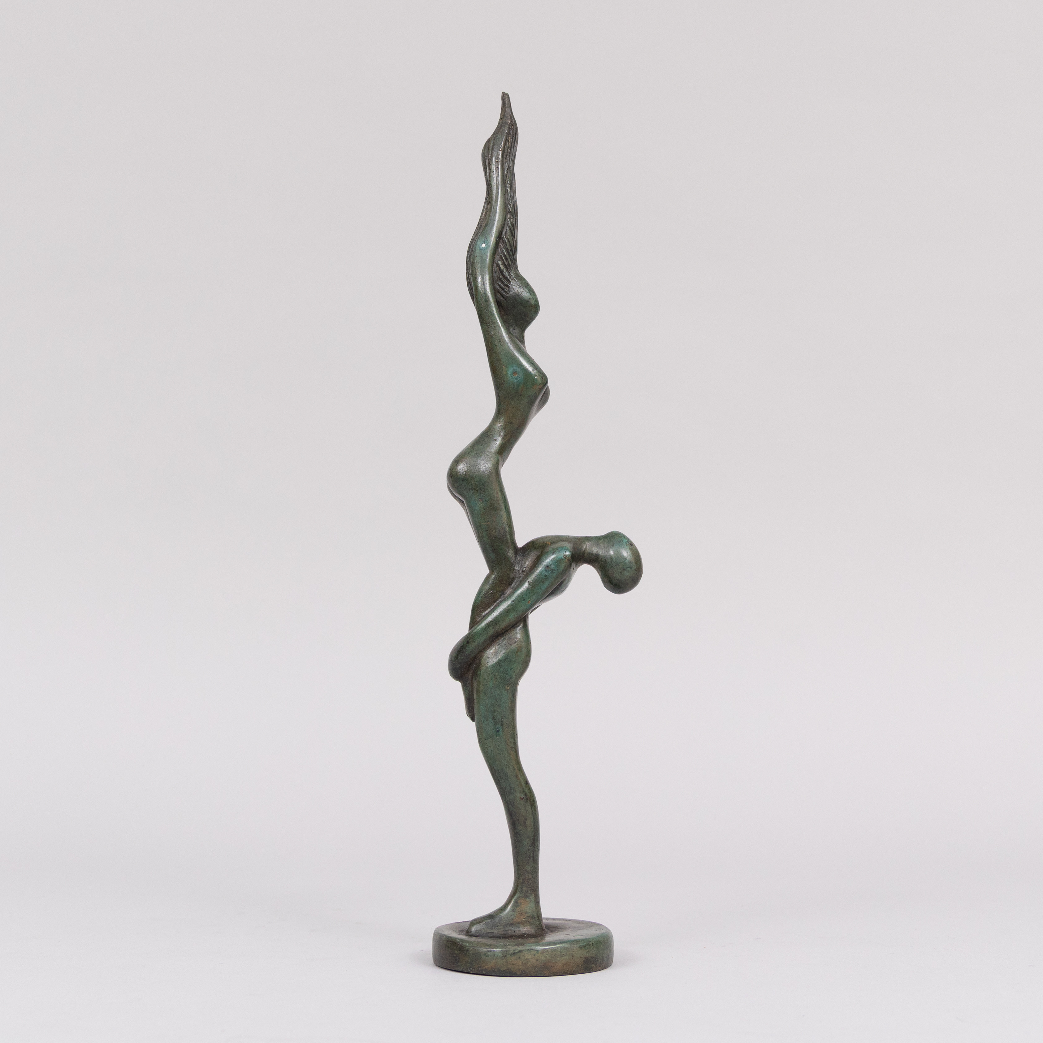 SKULPTUR, "Dirty Dancing", grönpatinerad brons, stämplad Art People Gallery Sweden, stämplad A P G.