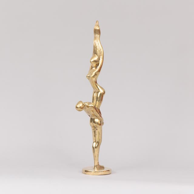 SKULPTUR, "Dirty Dancing", guldpatinerad brons, stämplad Art People Gallery Sweden, stämplad A P G.