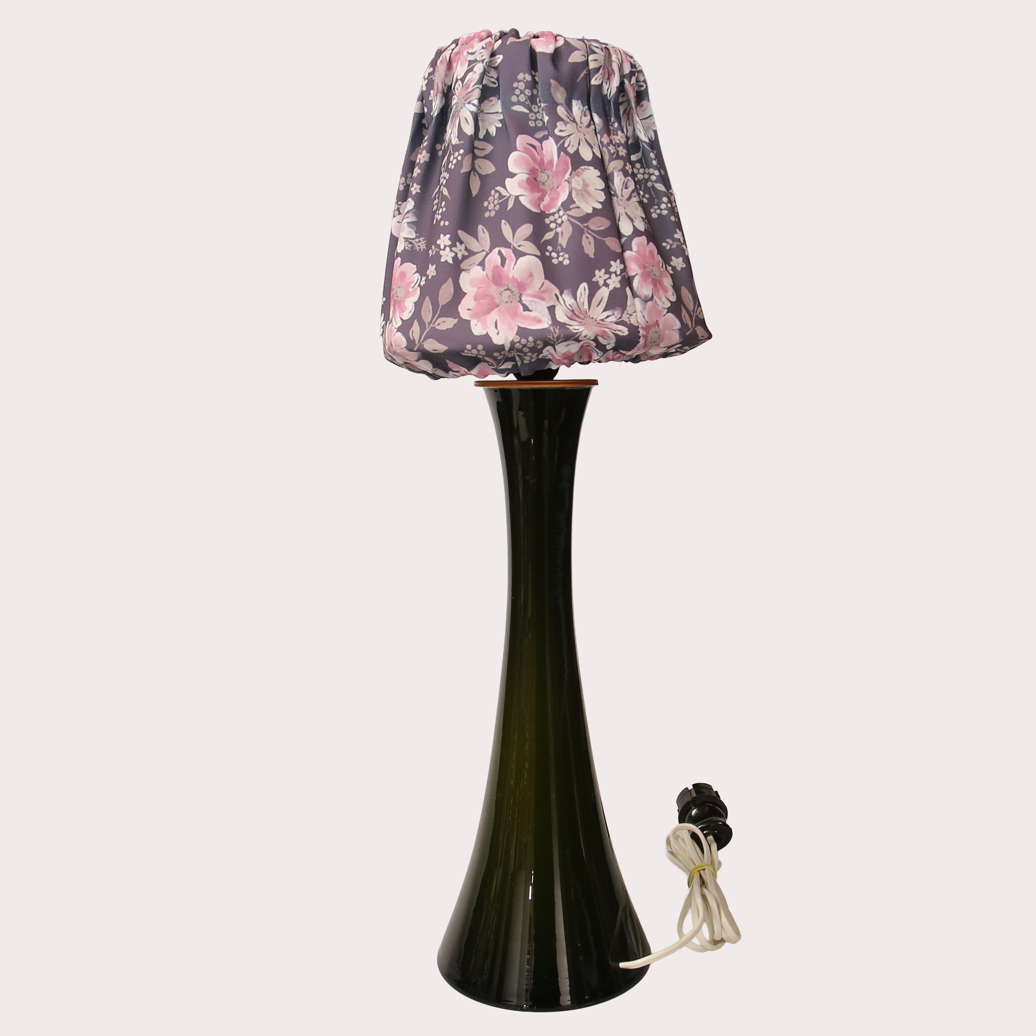 BORDSLAMPA, glas med textilskärm, Bergboms.