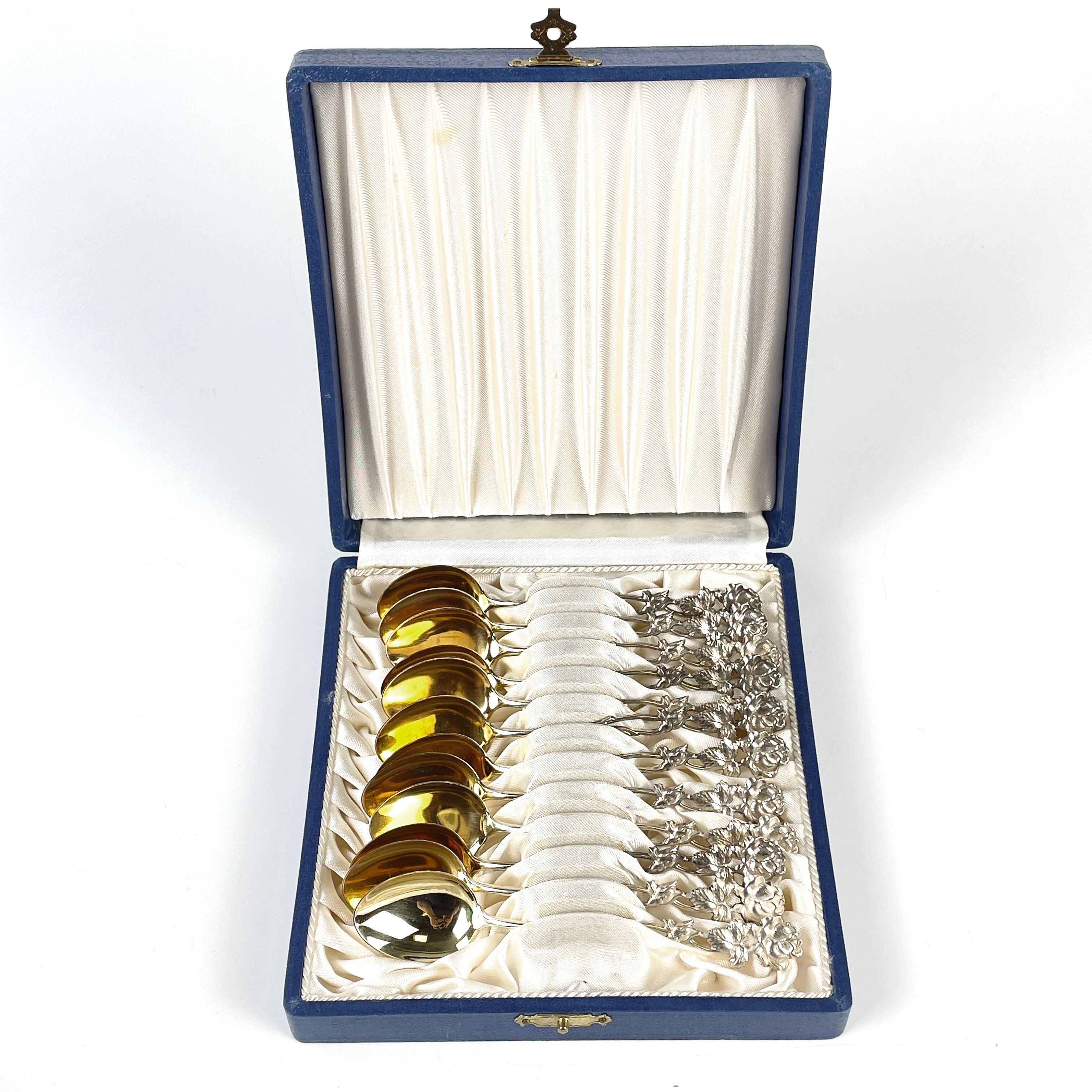 KAFFESKEDAR, 12 st, silver, Miettinen & Nurmi, Åbo, Finland, 1959, i etui.