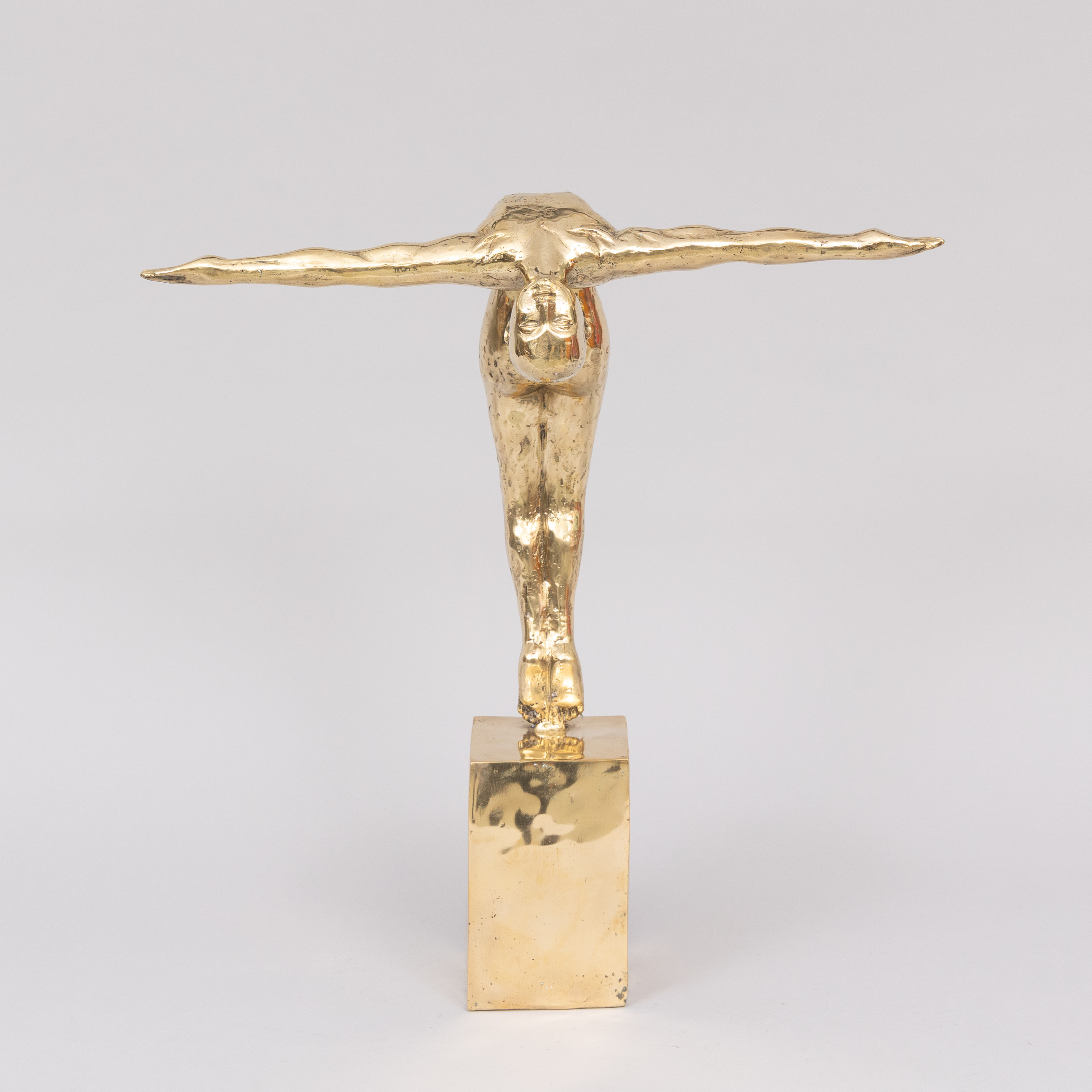 SKULPTUR, Simhoppare, guldpatinerad brons, Art People Gallery, Sweden, stämplad A P G.