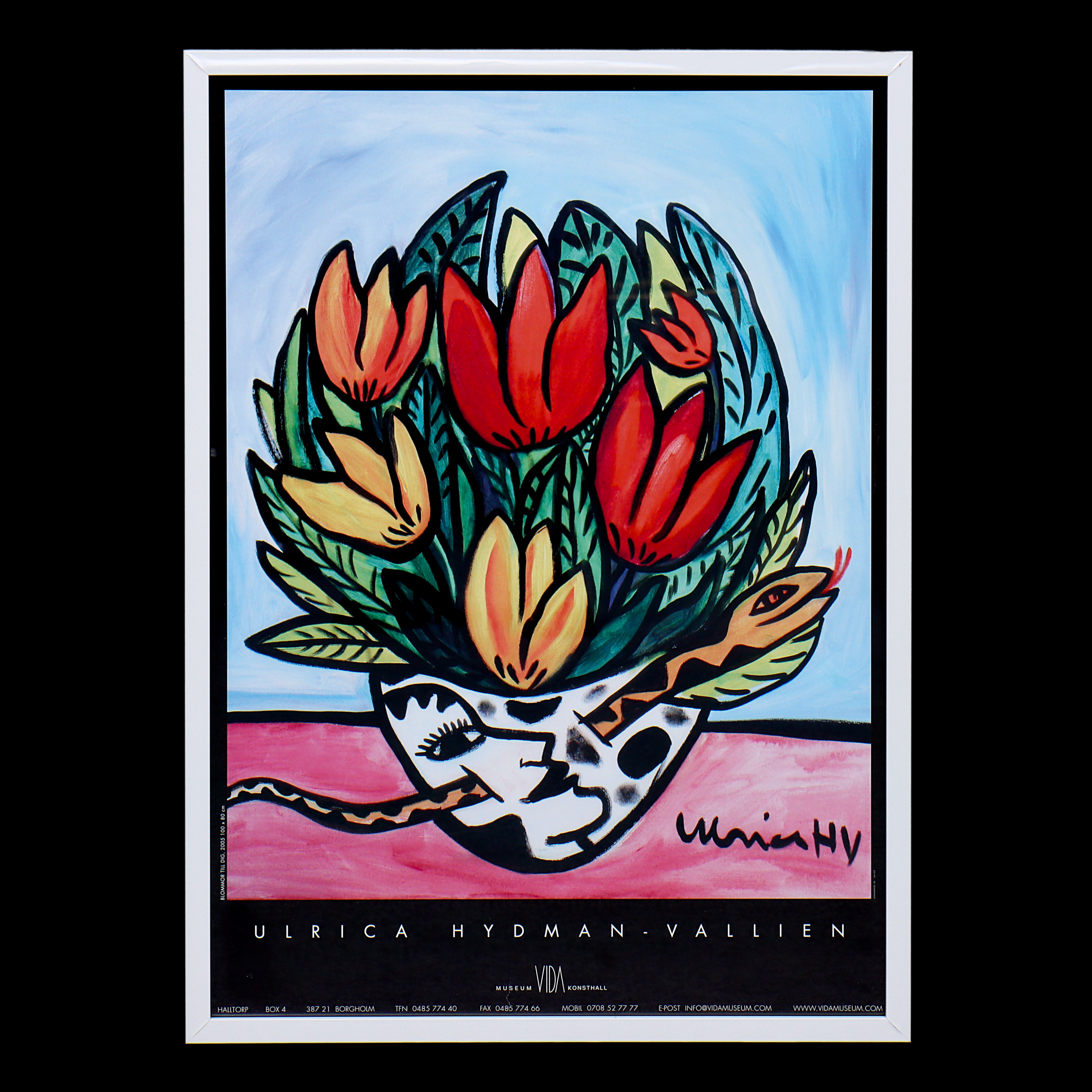 ULRICA HYDMAN-VALLIEN. "BLOMMOR TILL DIG" AFFISCH, MUSEUM VIDA KONSTHALL, BORGHOLM, ÖLAND.