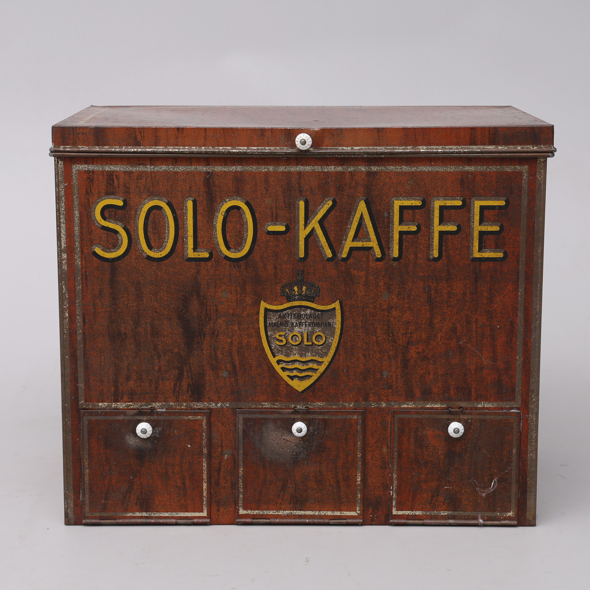 KAFFEBEHÅLLARE FÖR BUTIK, "SOLO-KAFFE", MALMÖ, 1900-TALETS BÖRJAN.