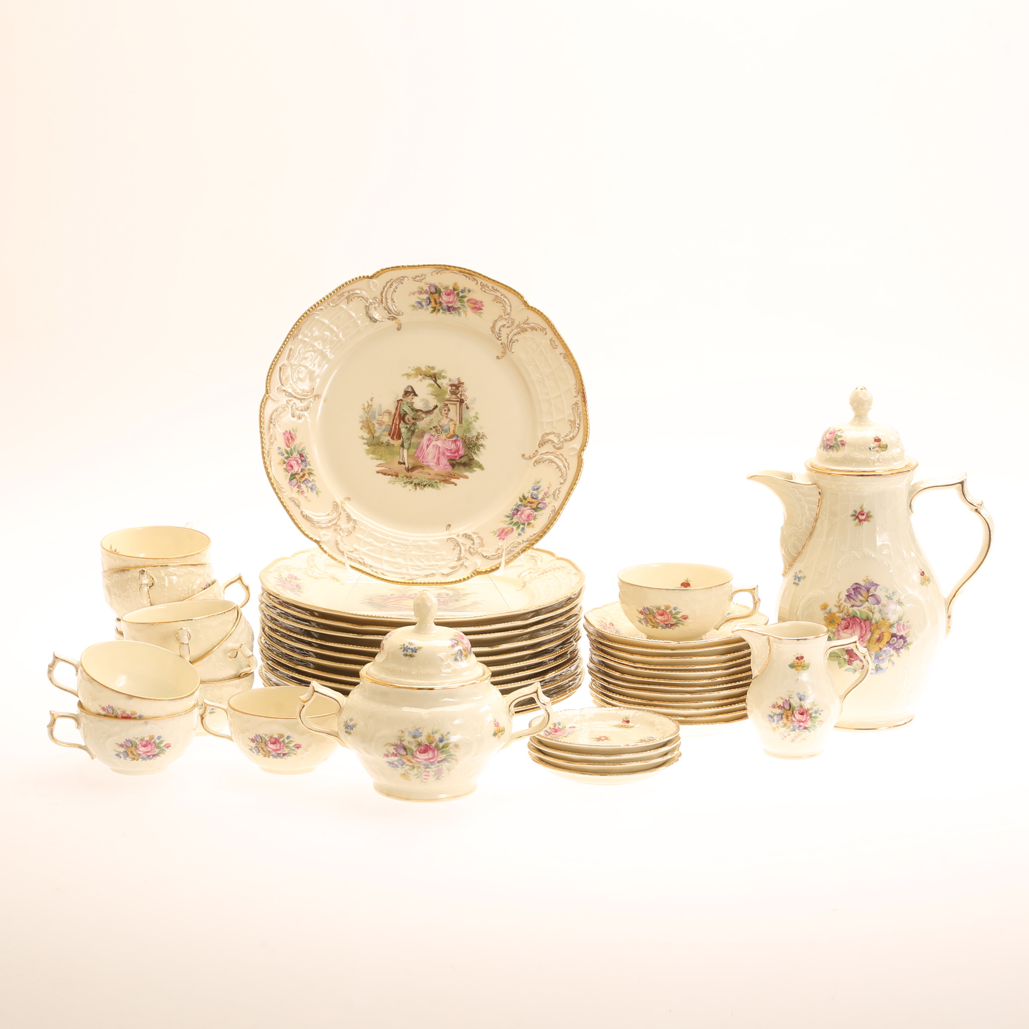 KAFFESERVIS, , 25 delar, porslin, "Sanssouci", Rosenthal.
