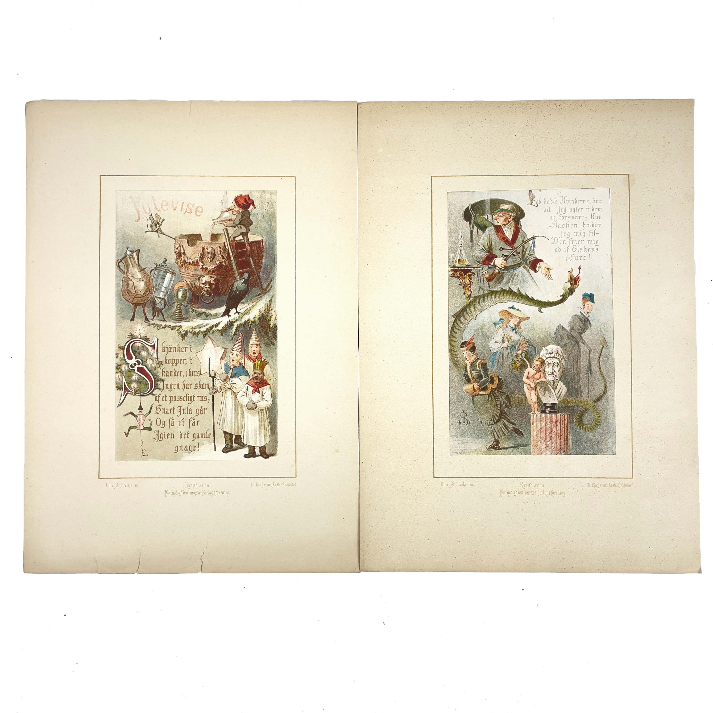 GRAFISKA BLAD. 2 st. Efter. Vincent Stoltenberg Lerche (1837–1892), monogramsignerad SL i trycket. 18/1900-tal.