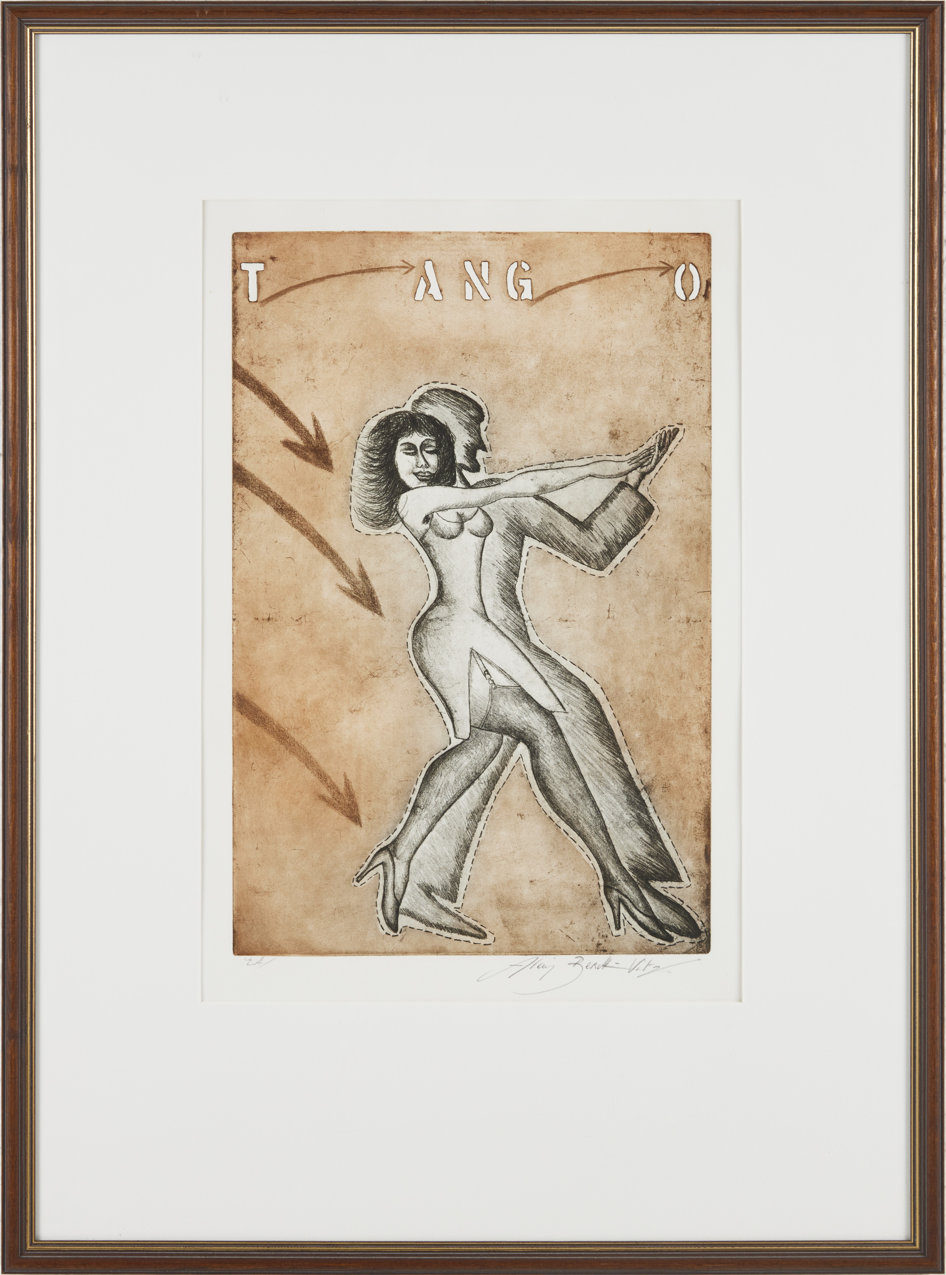 ALAIN BERK-VITZ, "Tango", färgetsning, signerad, märkt EA.