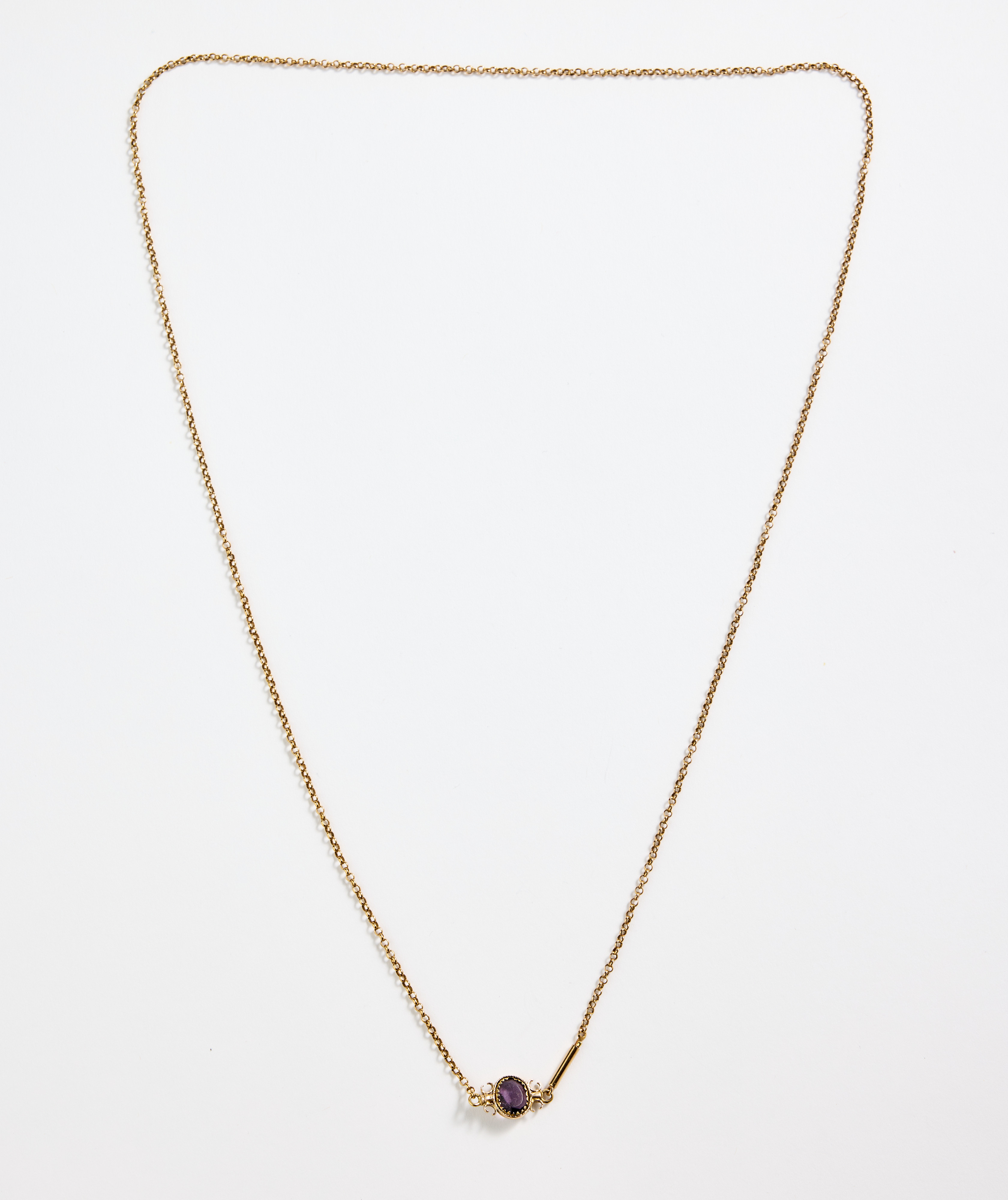 COLLIER, ca 18K guld med lila paste, empire, 1810-tal.
