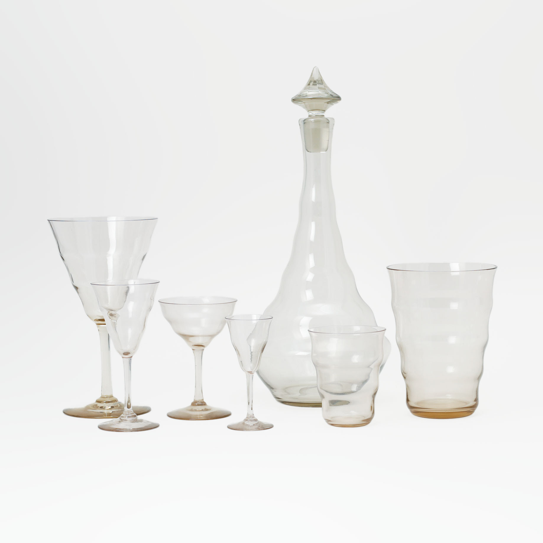 GERDA STRÖMBERG. Glasservisdelar "Fylgia", 30 st, Eda glasbruk, 1930-tal.
