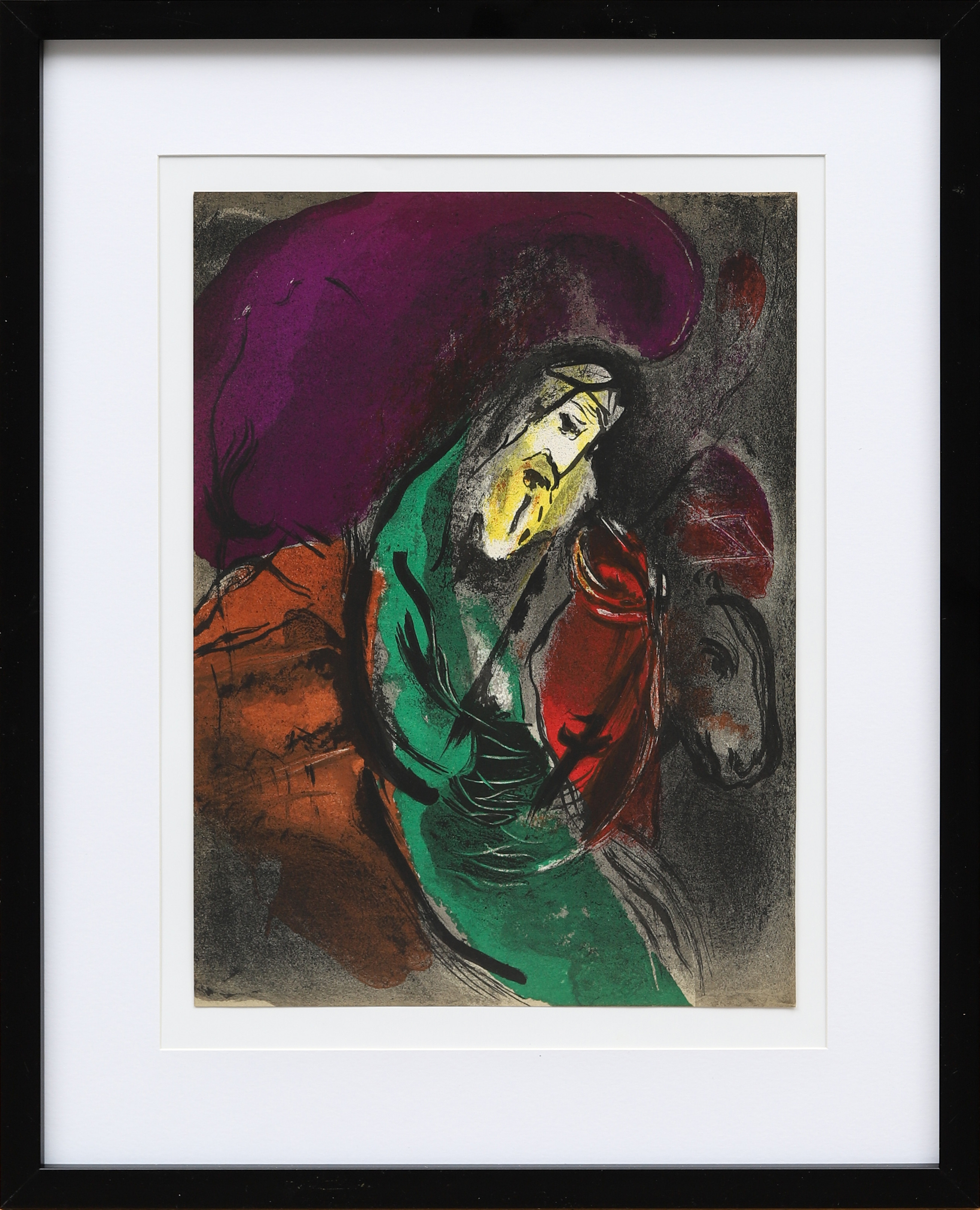 MARC CHAGALL. "Jeremia", färglitografi ur Verve 33-34 1956.