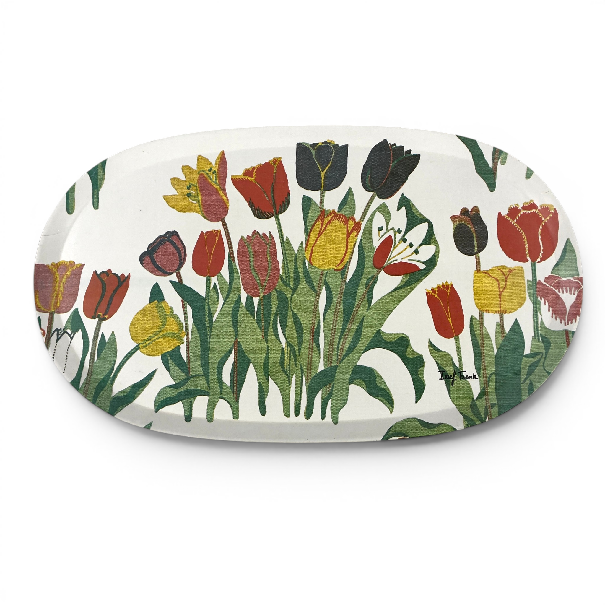 JOSEF FRANK. Bricka, "Tulpaner", Firma Svenskt Tenn.