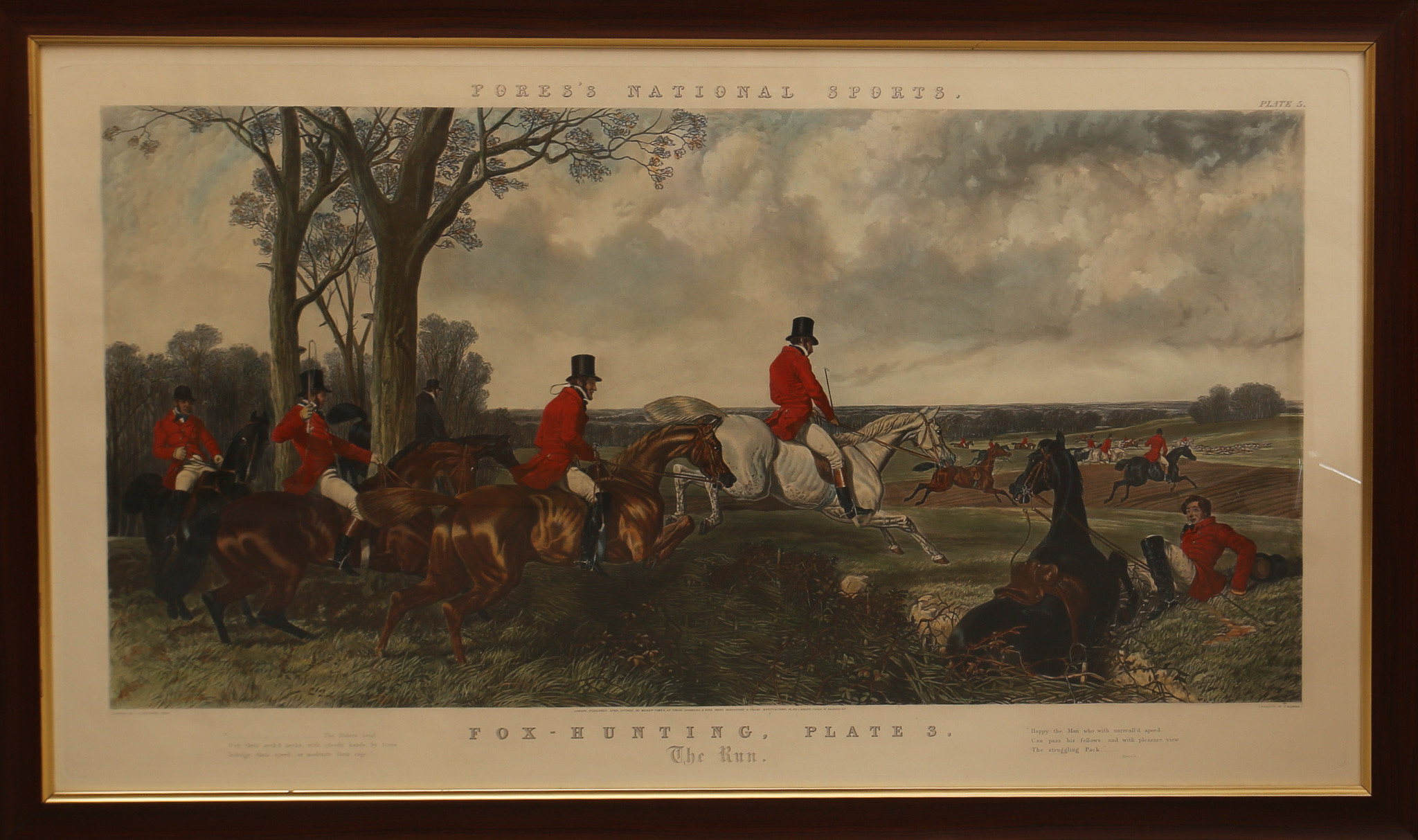 J.F. HERRING, efter, tryck, handkolorerat, Fox hunting plate 3. 1900-talets sista fjärdedel.
