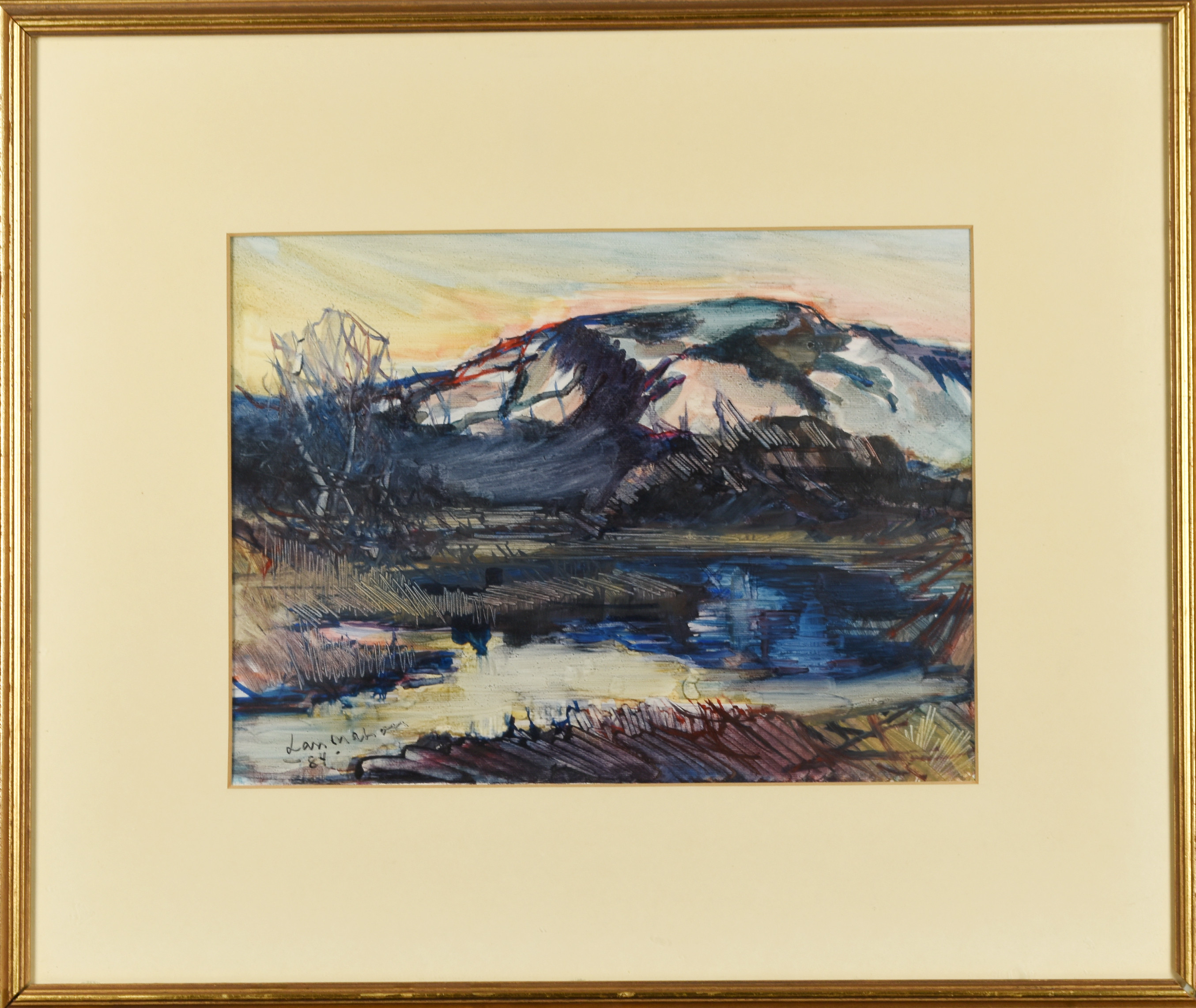 LARS MATSON. Olja på duk, "Studie i olja", Märkt: Gåva till rädda barnen, år 1984, Signerad.