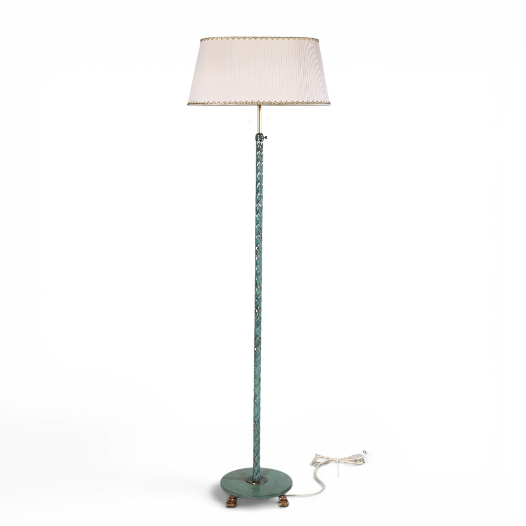 GOLVLAMPA, grönpatinerad mässing, Swedish Modern, 1940-tal.
