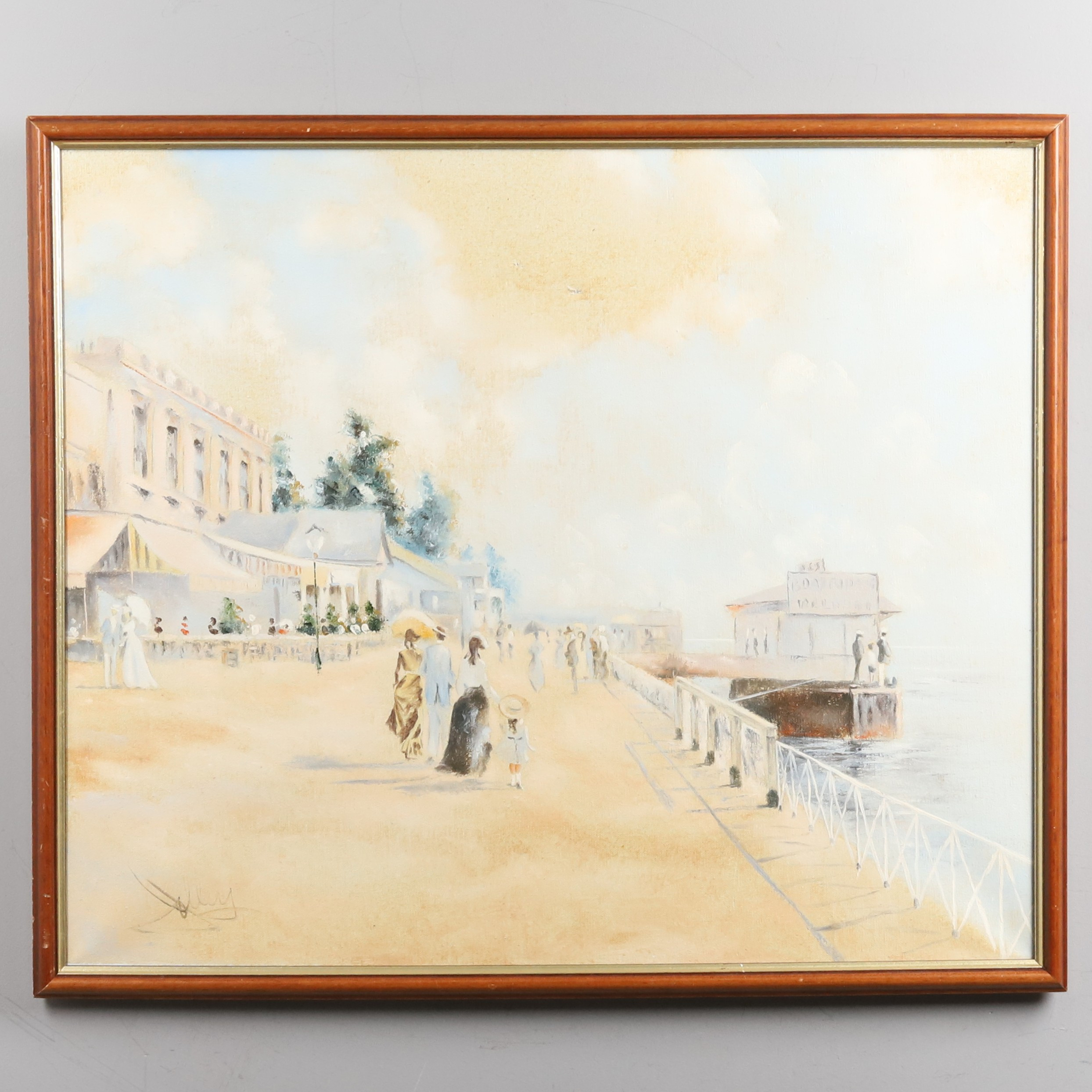 Olja på duk, "Strandpromenad", signerad.