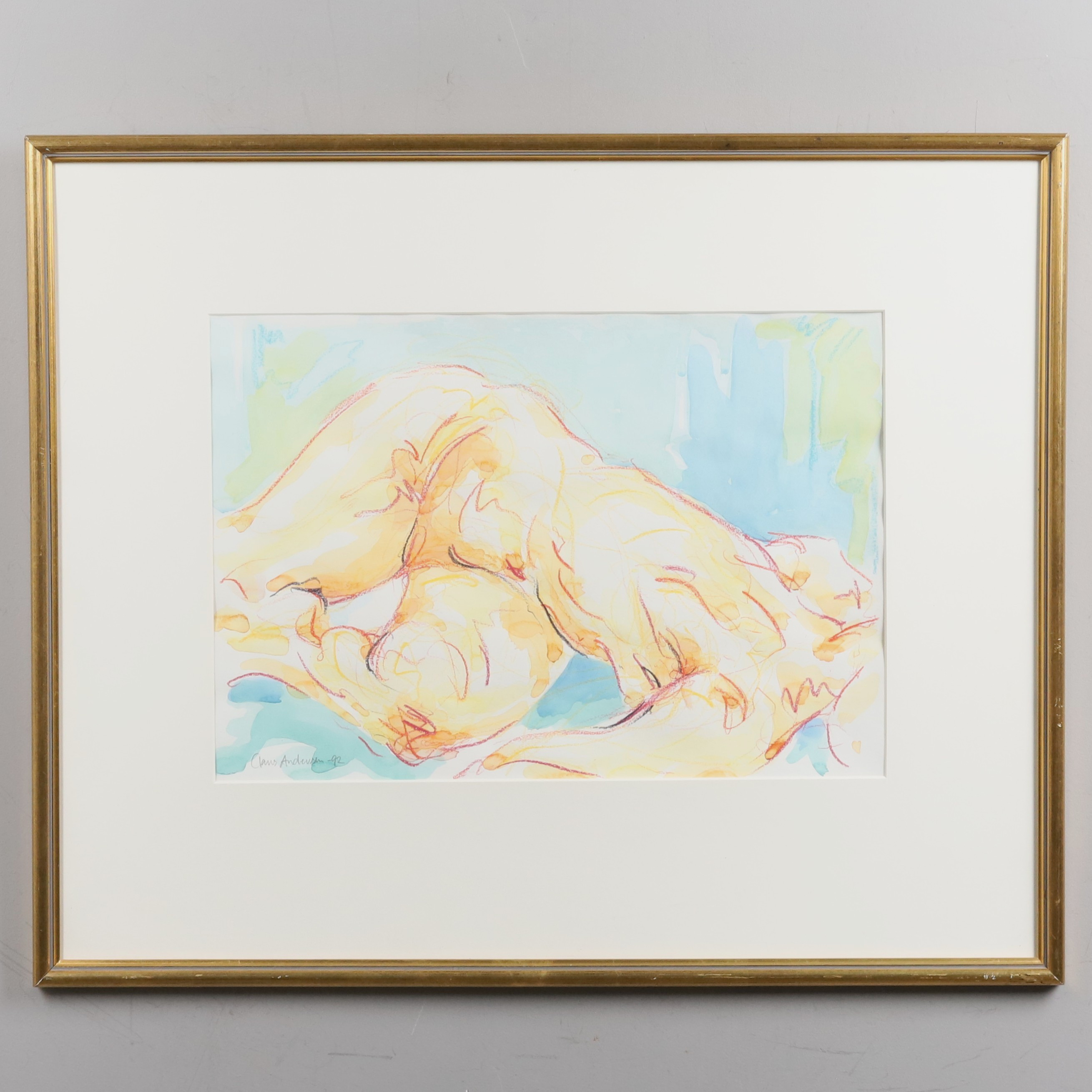 CLAUS ANDERSEN. Kvinnofigur, blandteknik, signerad -92.