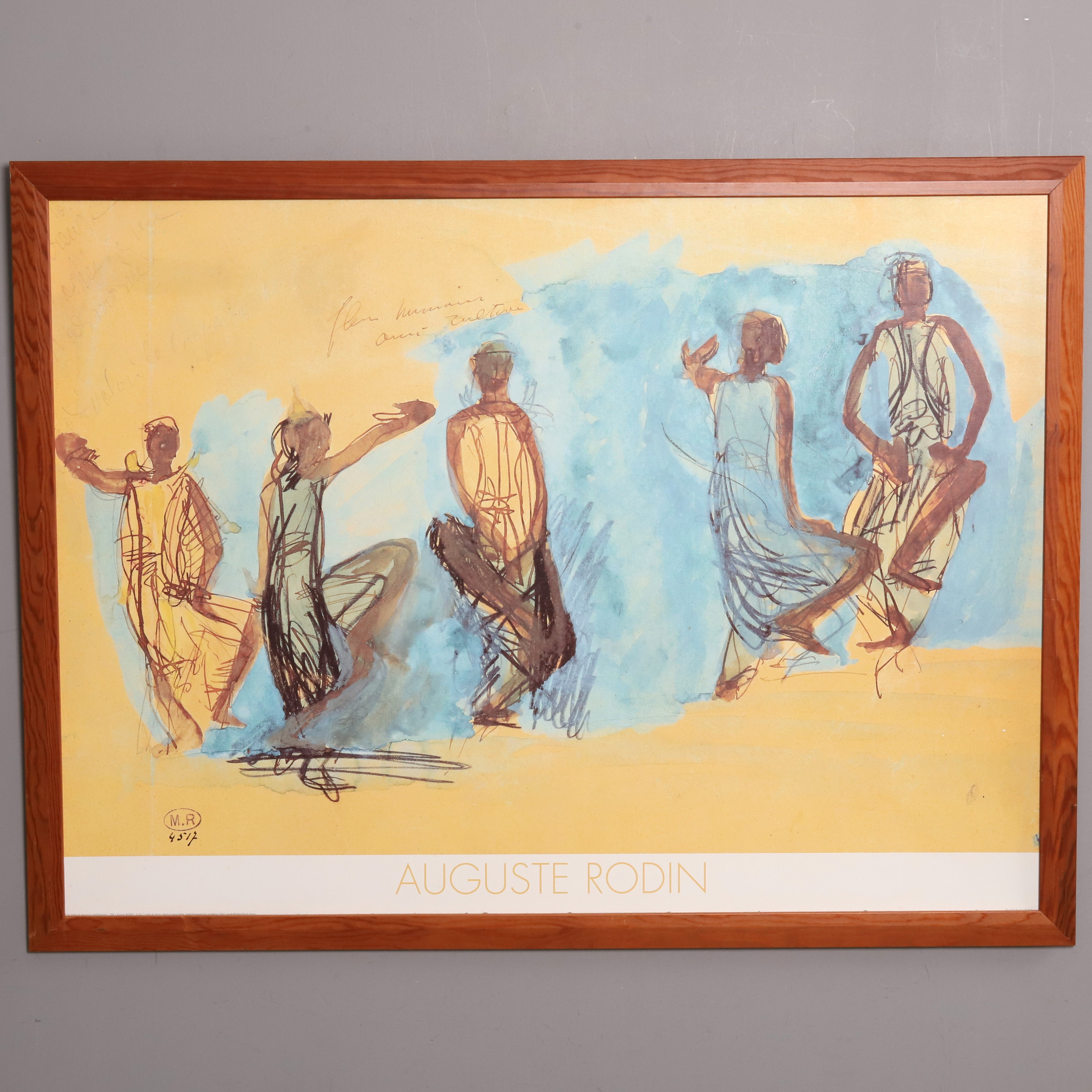 AUGUSTE RODIN. REPRODUKTION Färgtryck, Cinq études de danseuses cambodgiennes”.