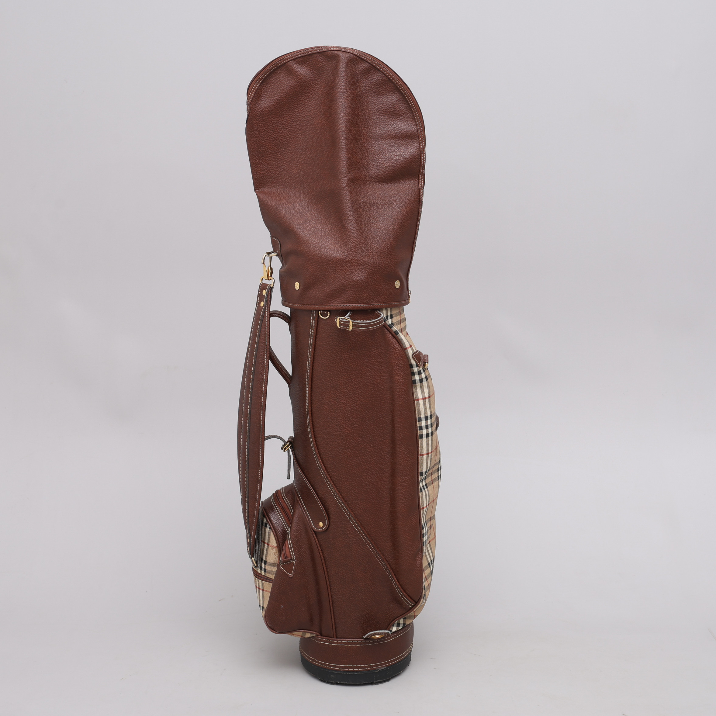 GOLFBAG, BRUNT LÄDER, BURBERRY.