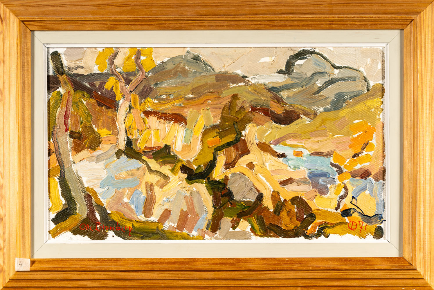 OLLE BLOMBERG. Olja på duk, "Mot norska gränsen", Signerad, 1971.