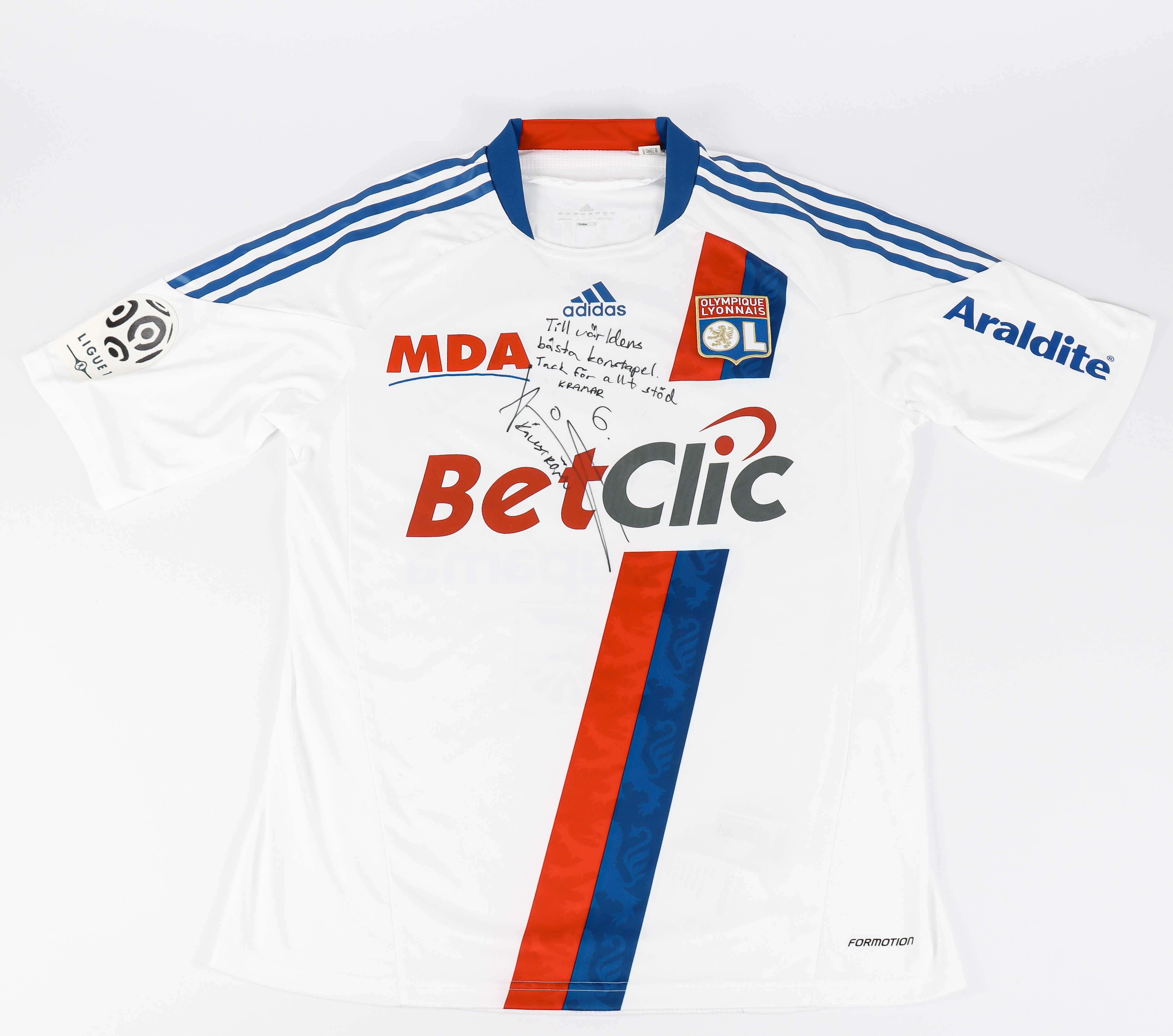 KIM KÄLLSTRÖM Matchtröja, Olympique Lyonnais, 2010/2011, signerad.