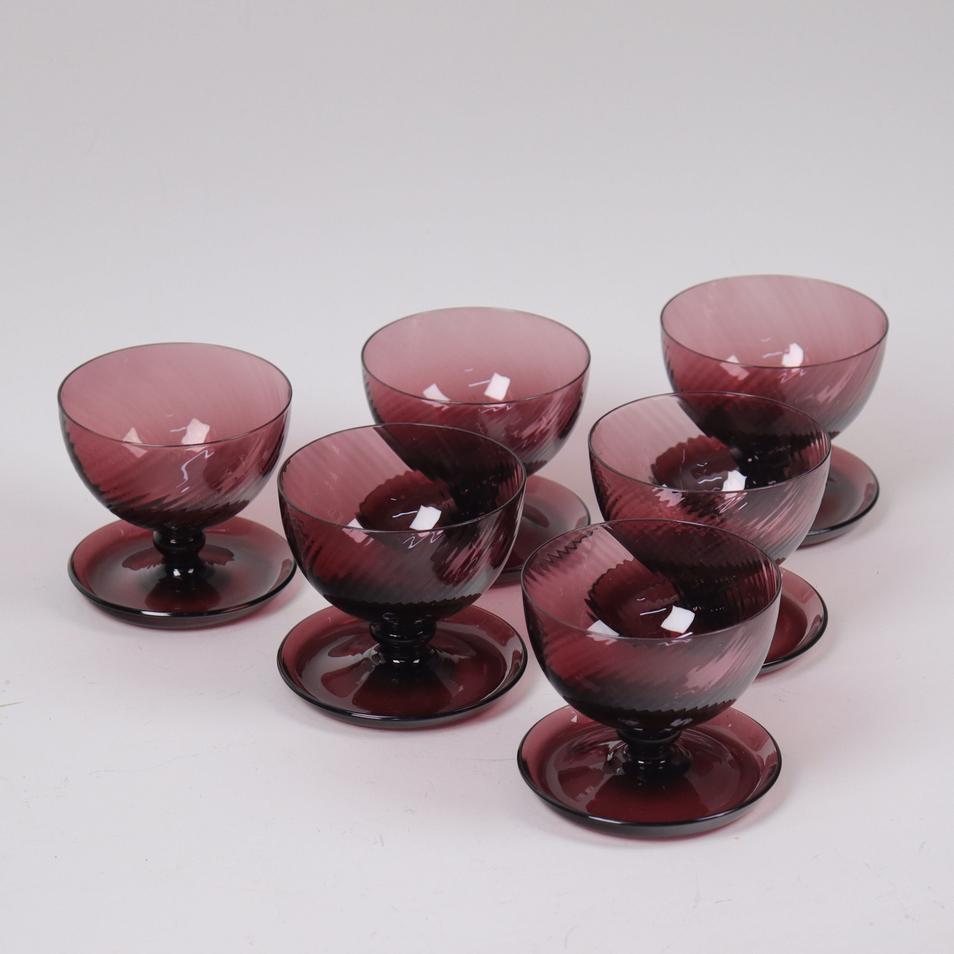 LENNART ANDERSSON. coupeglas, "Snoddas", Gullaskruf Glasbruk, 6 st.