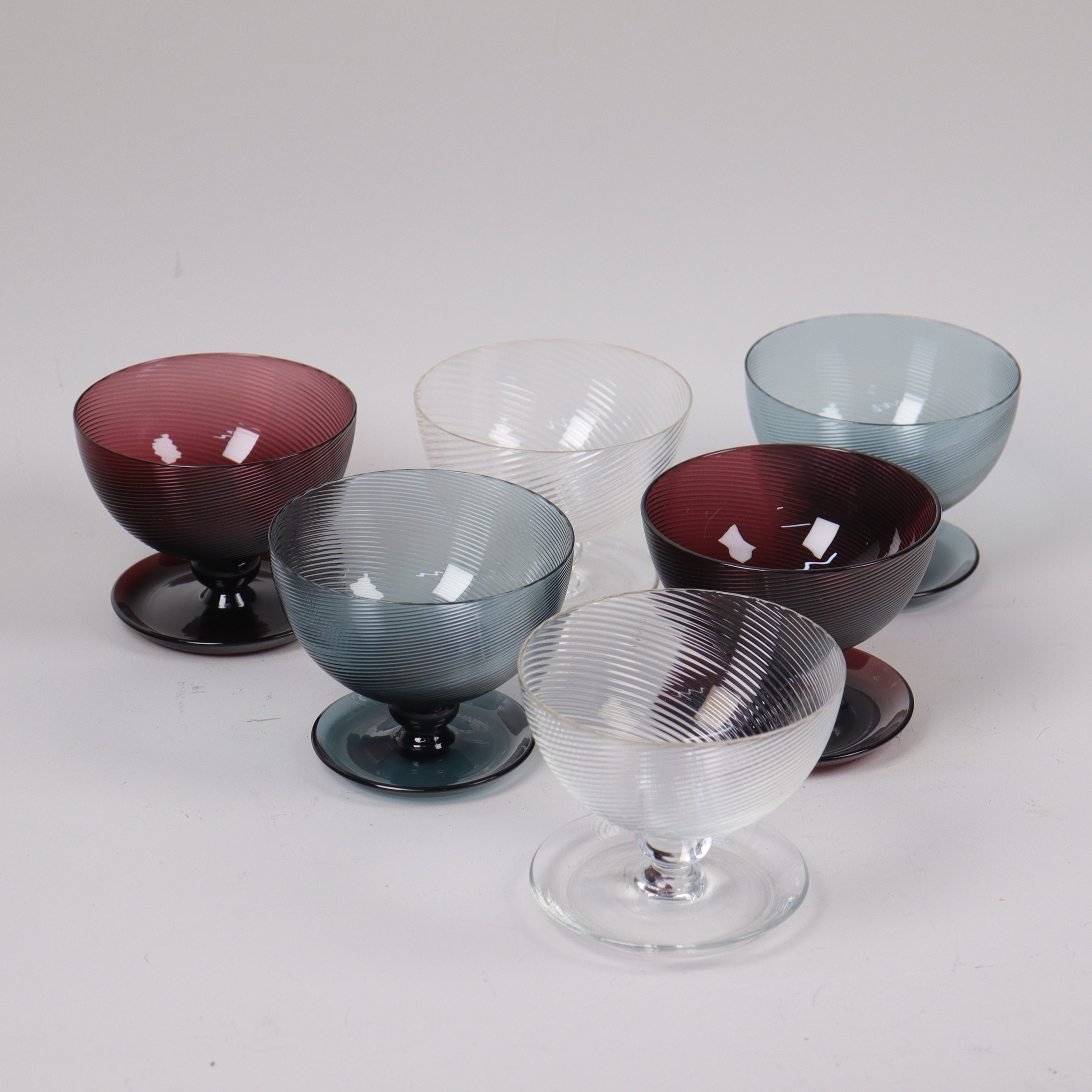 LENNART ANDERSSON. coupeglas, "Snoddas", Gullaskruf Glasbruk, 6 st.