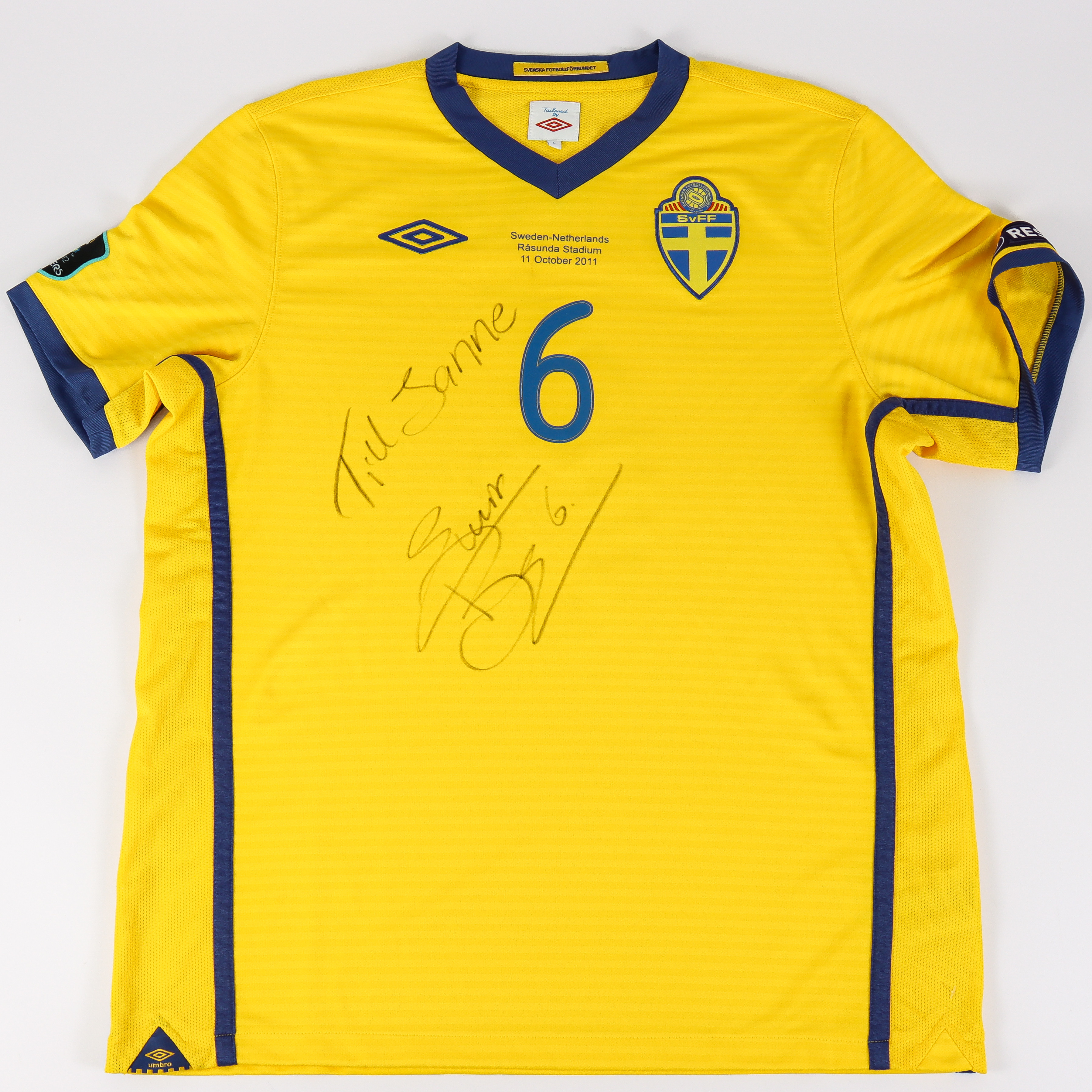 EMIR BAJRAMI Matchtröja, landslaget, Sverige-Holland 2011, signerad.