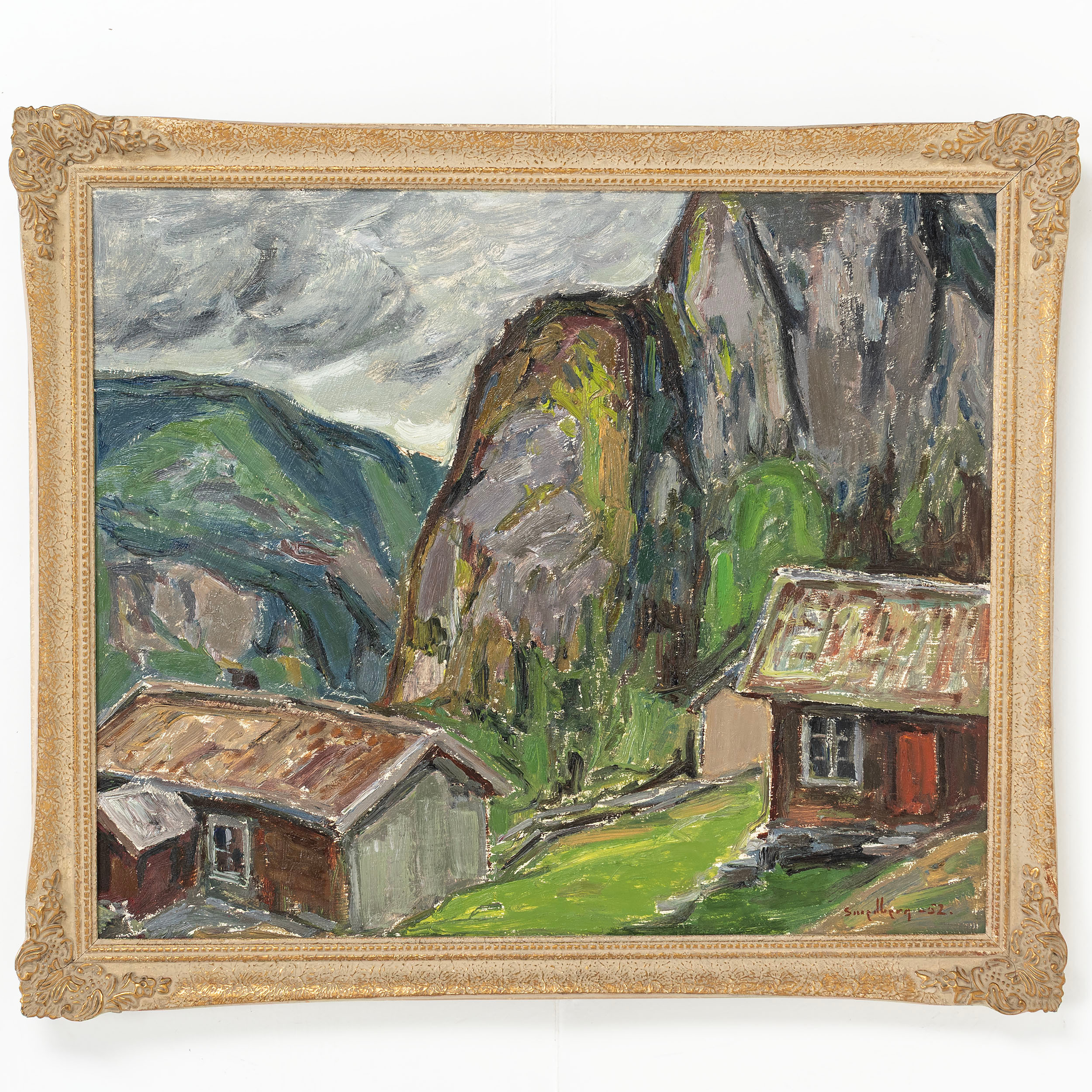 FRITZ SMEDBERG, olja på pannå, " Flatdal Telemark Norge " signerad.