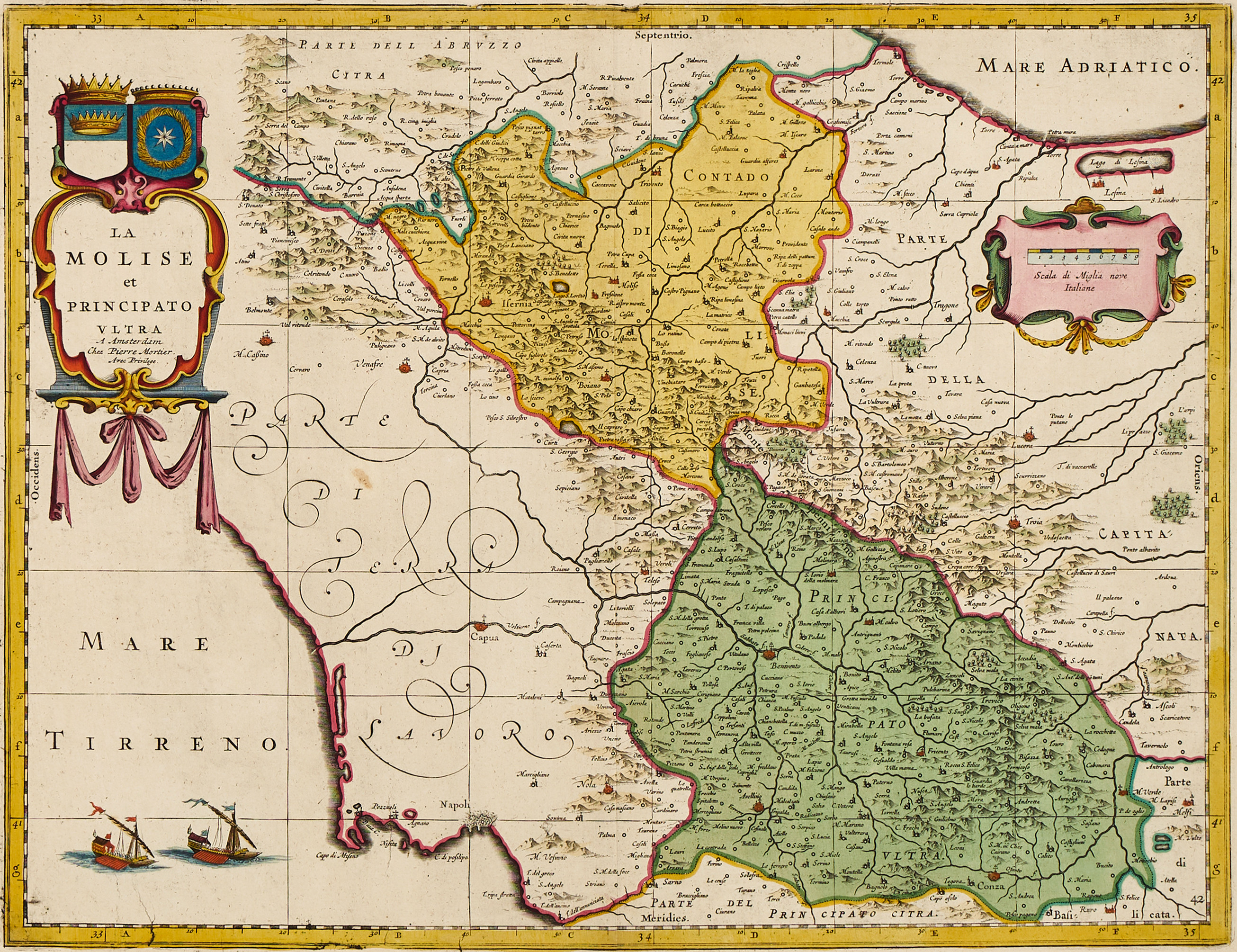 BLAEU/MORTIER, La Molise et Principato Ultra, ca 1720.