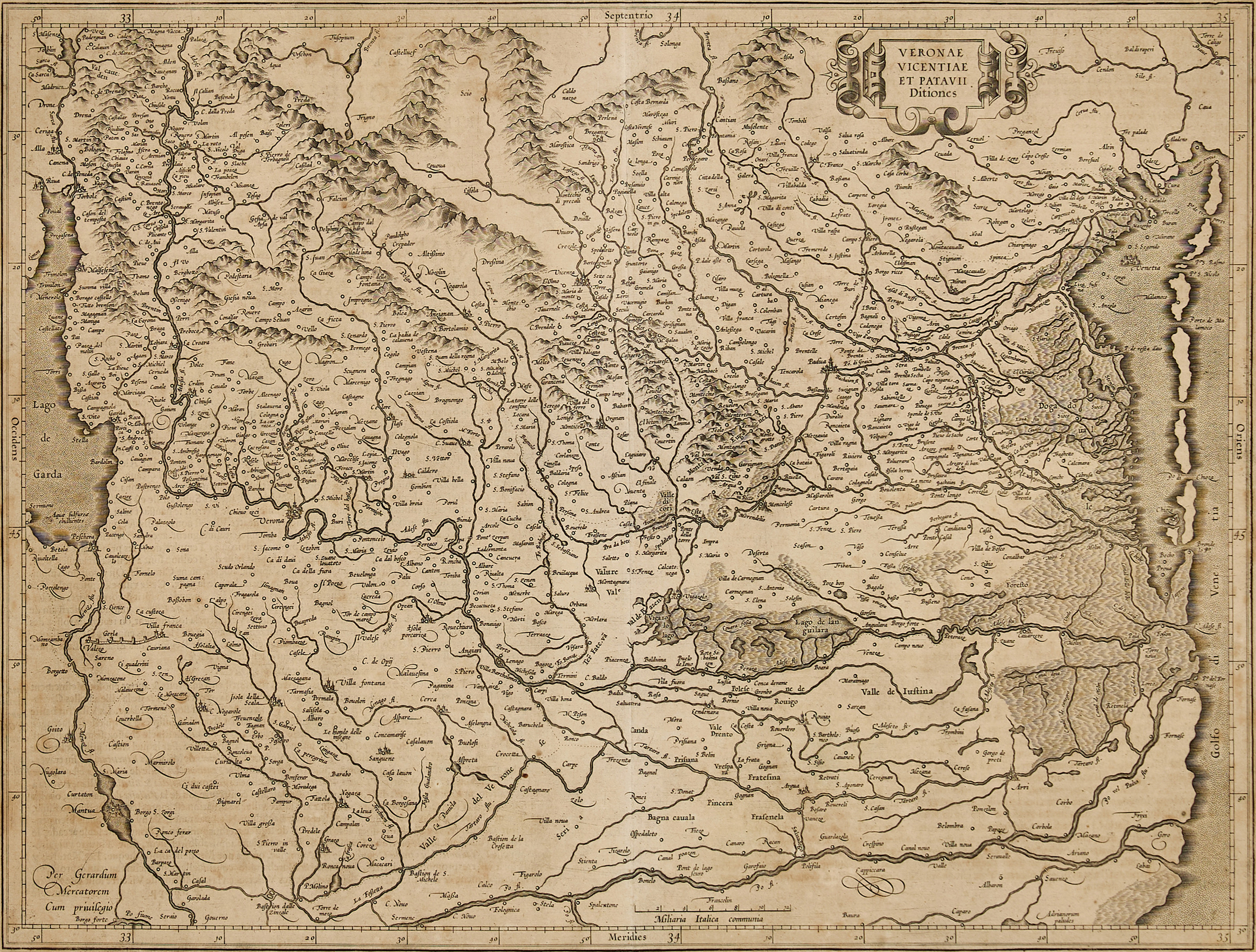 MERCATOR/HONDIUS, Veronae Vicentiae et Patavii Ditiones, 1619.