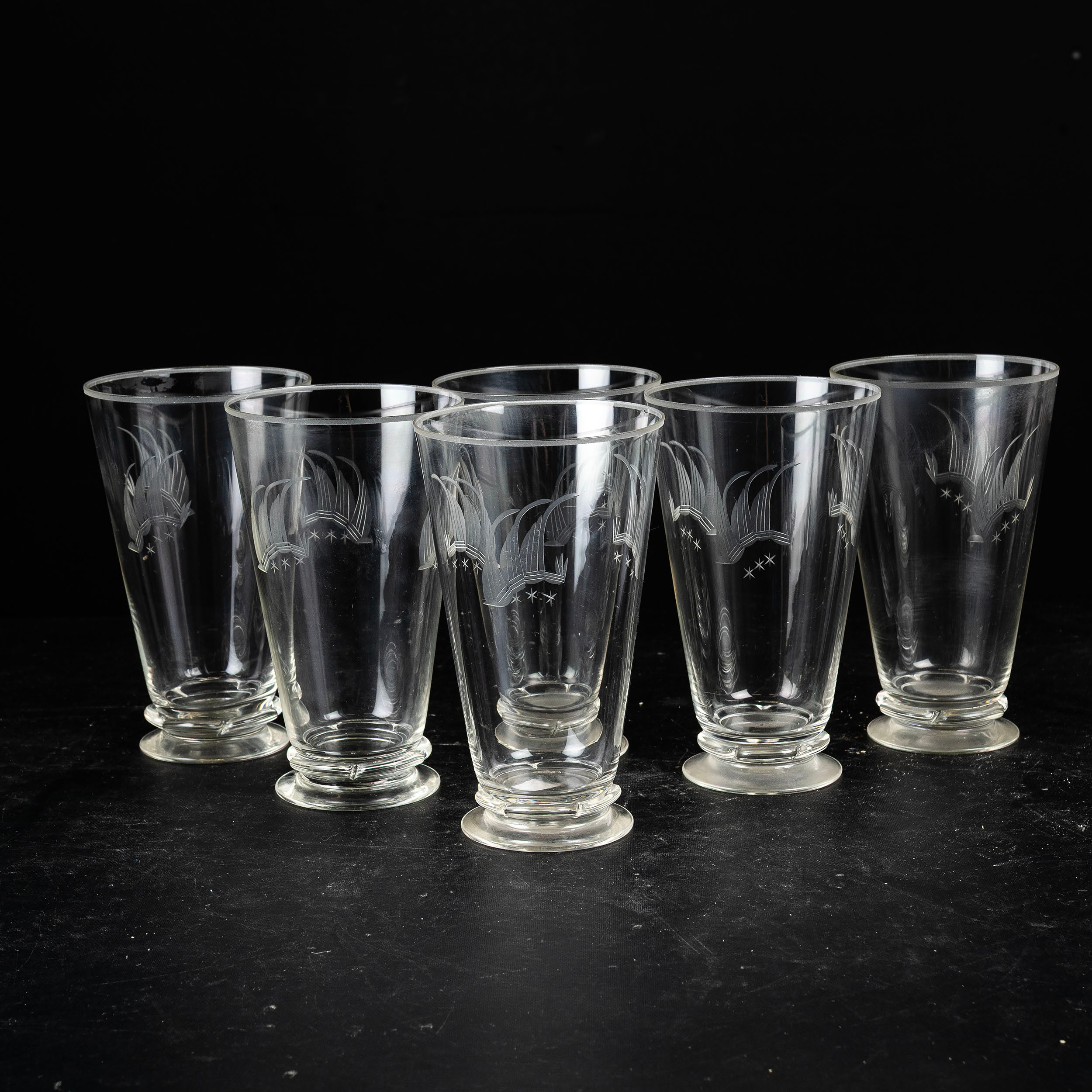 GROGGLAS, 6 st "Uarda" Johansfors Glasbruk.