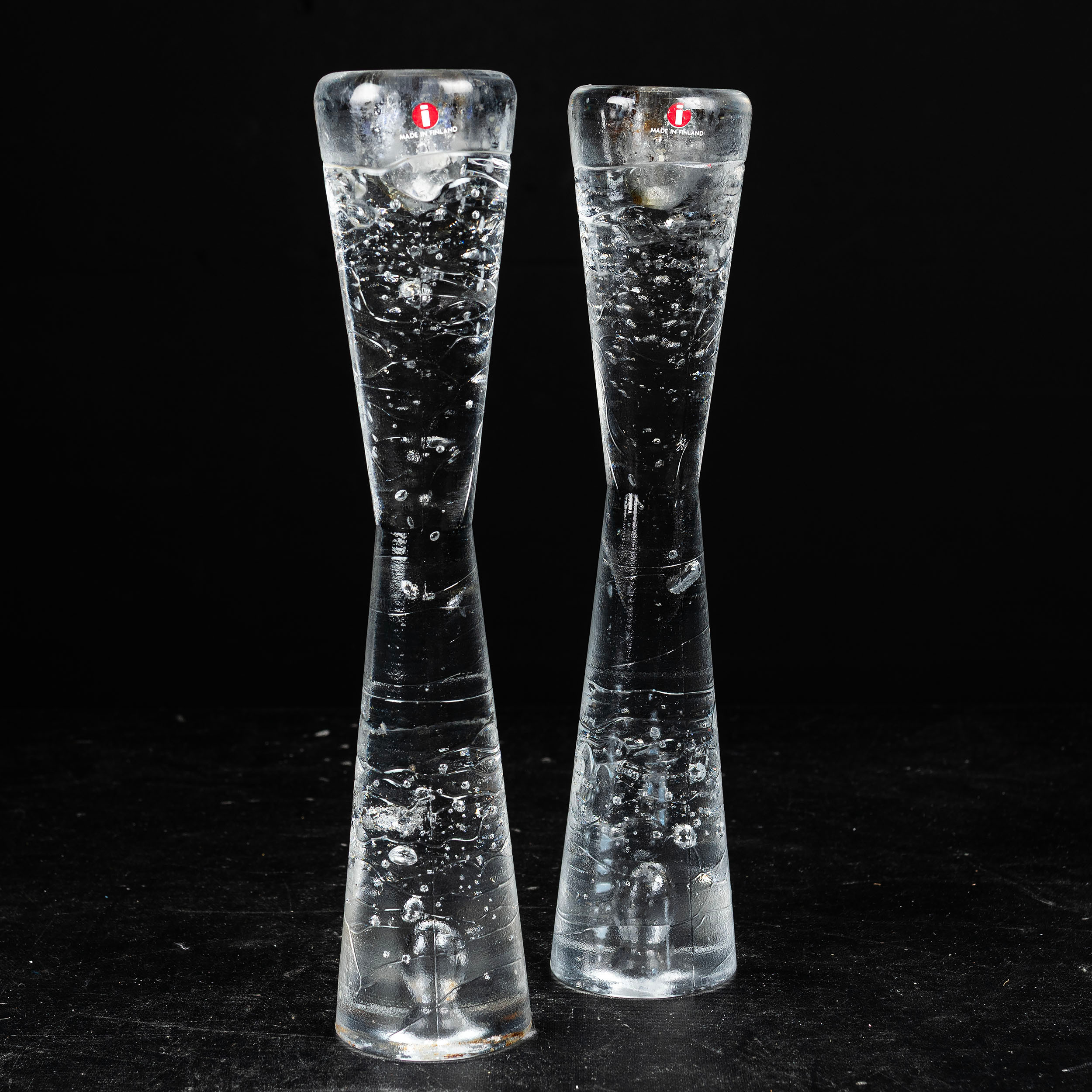 TIMO SARPANEVA. Iittala, Finland, "Arkipelago", ljusstakar i glas, 1 par.