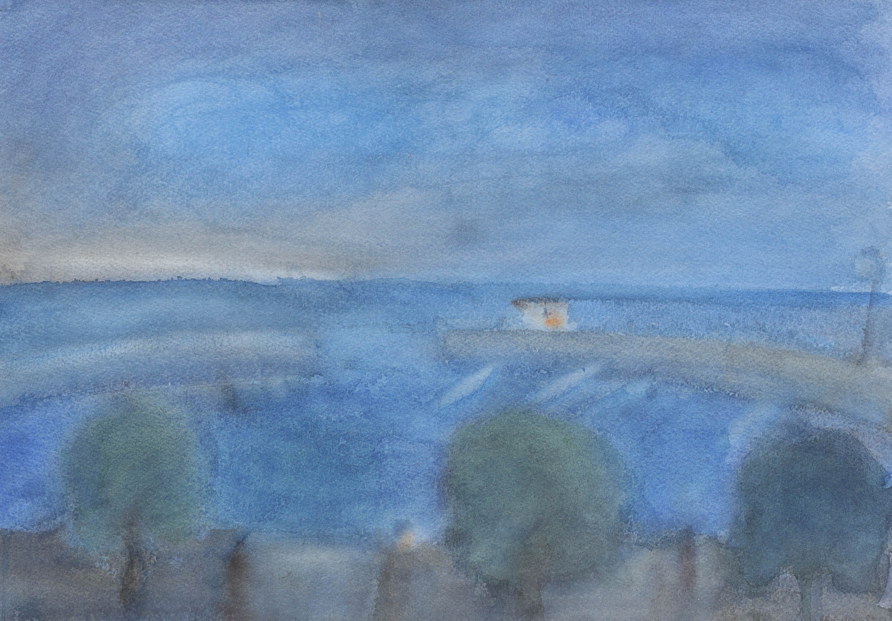 HAAKON ENGELSEN. akvarell, "Molnen Ålgårdsstrand", signerad, atergo daterad -92.