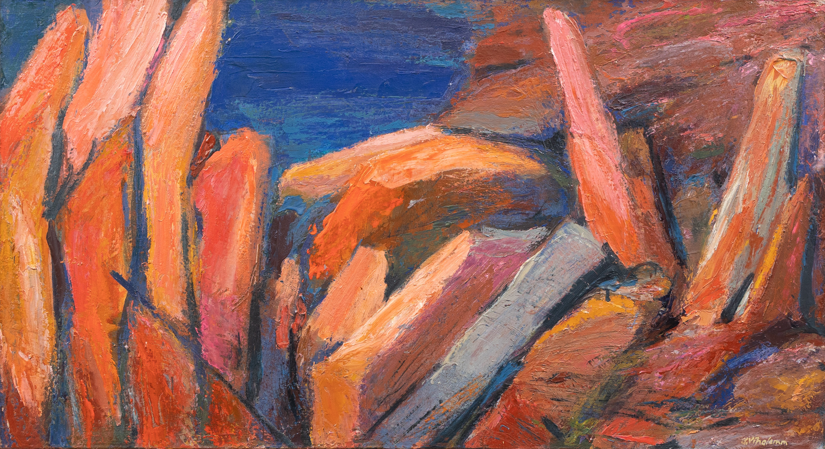 ARNO VIHALEMM (ESTLAND/SVERIGE, 1911-1990). Komposition, olja på duk, signerad.