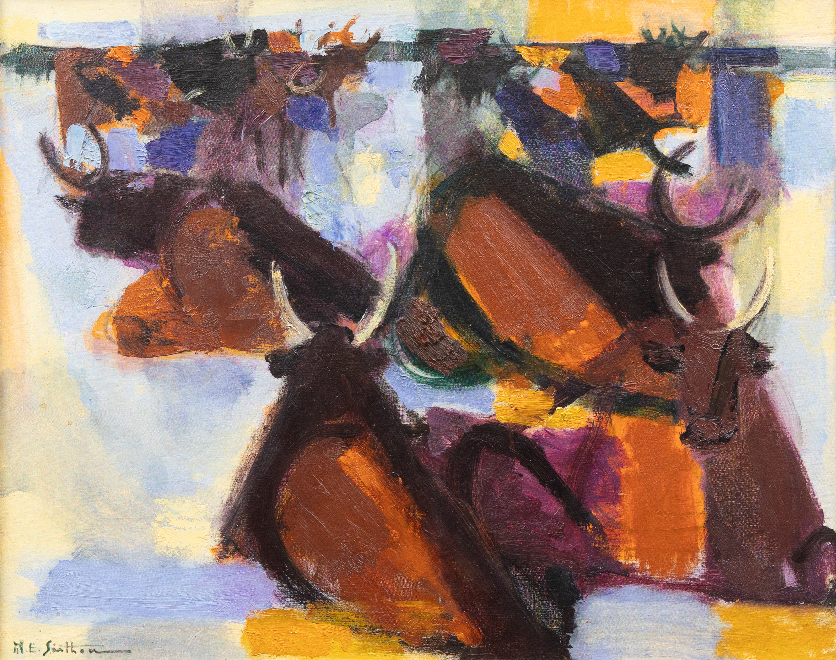 MAURICE ÉLIE SARTHOU (FRANKRIKE, 1911-1999). Komposition, olja på duk, signerad.