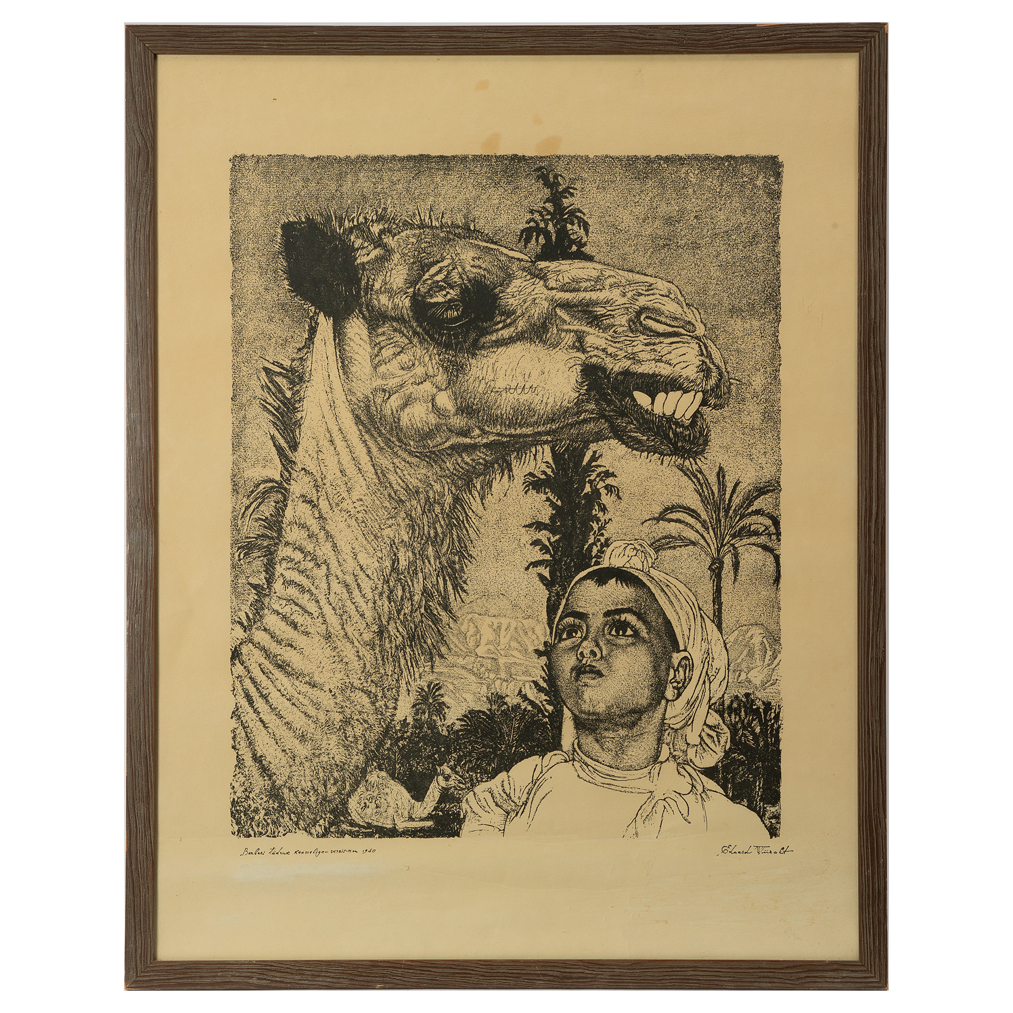 EDUARD WIIRALT. "Berberi Tüdruk Kaameliga", litografiskt tryck, signerad i trycket, 1940.